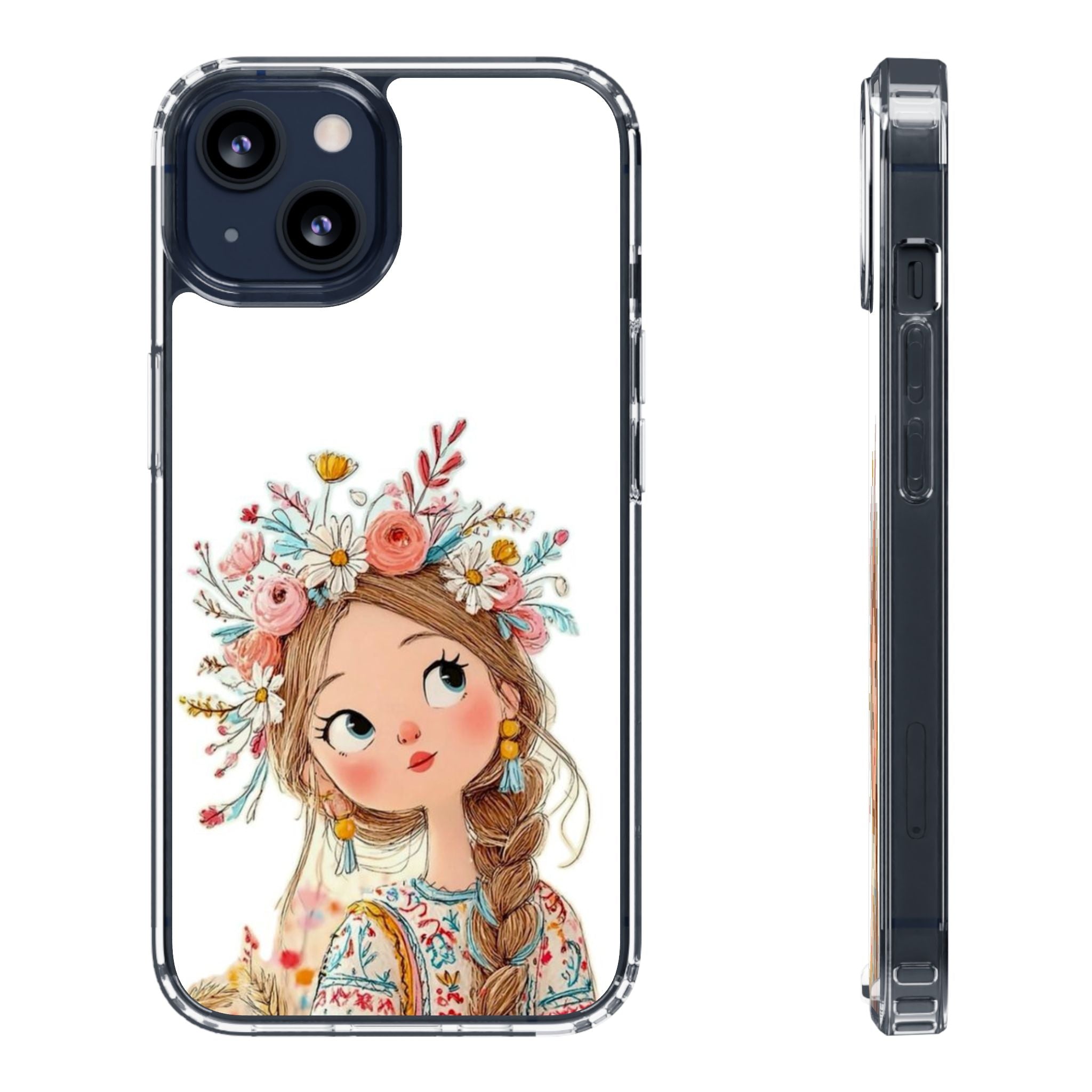 Floral Crown Girl Clear Phone Case