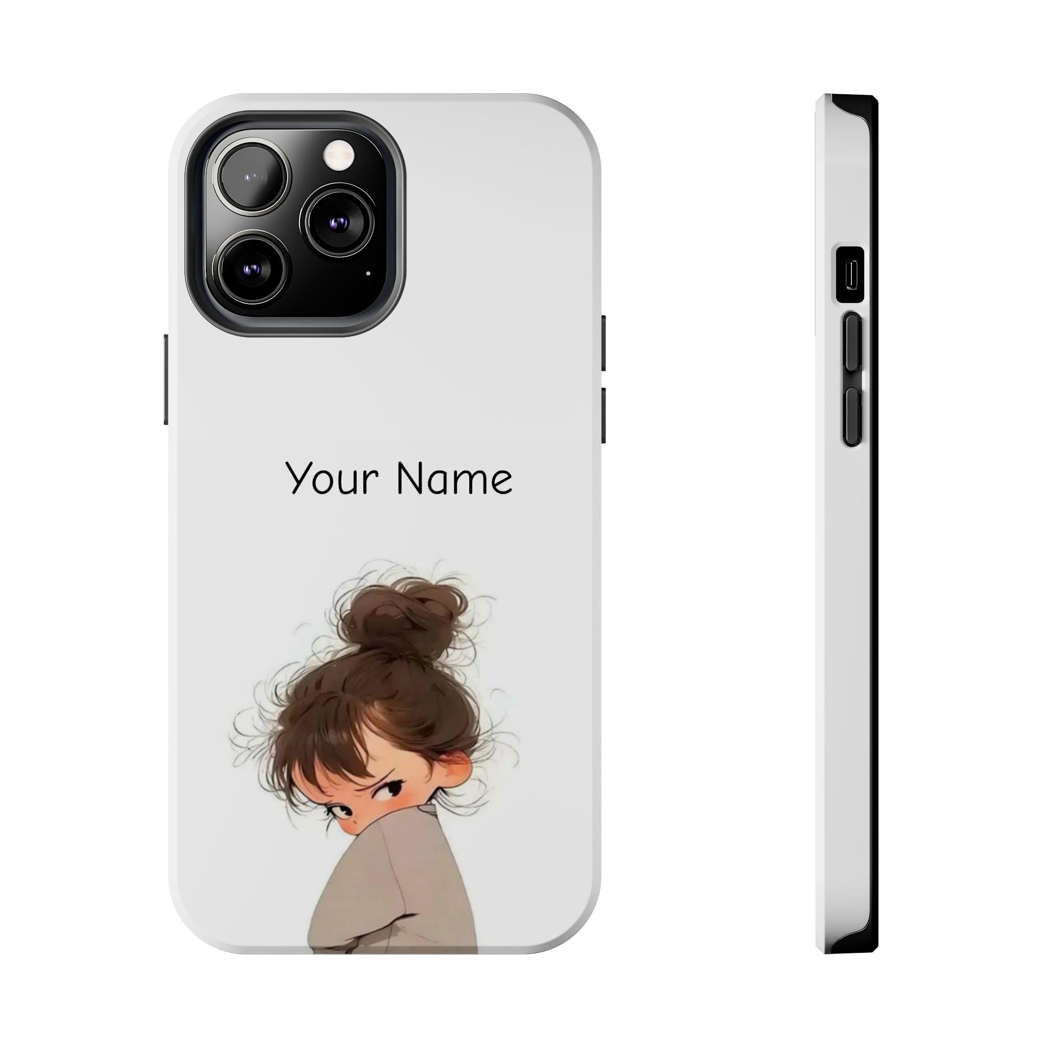 Personalized Cute Girl Tough Phone Case — Custom Name Protective iPhone Case
