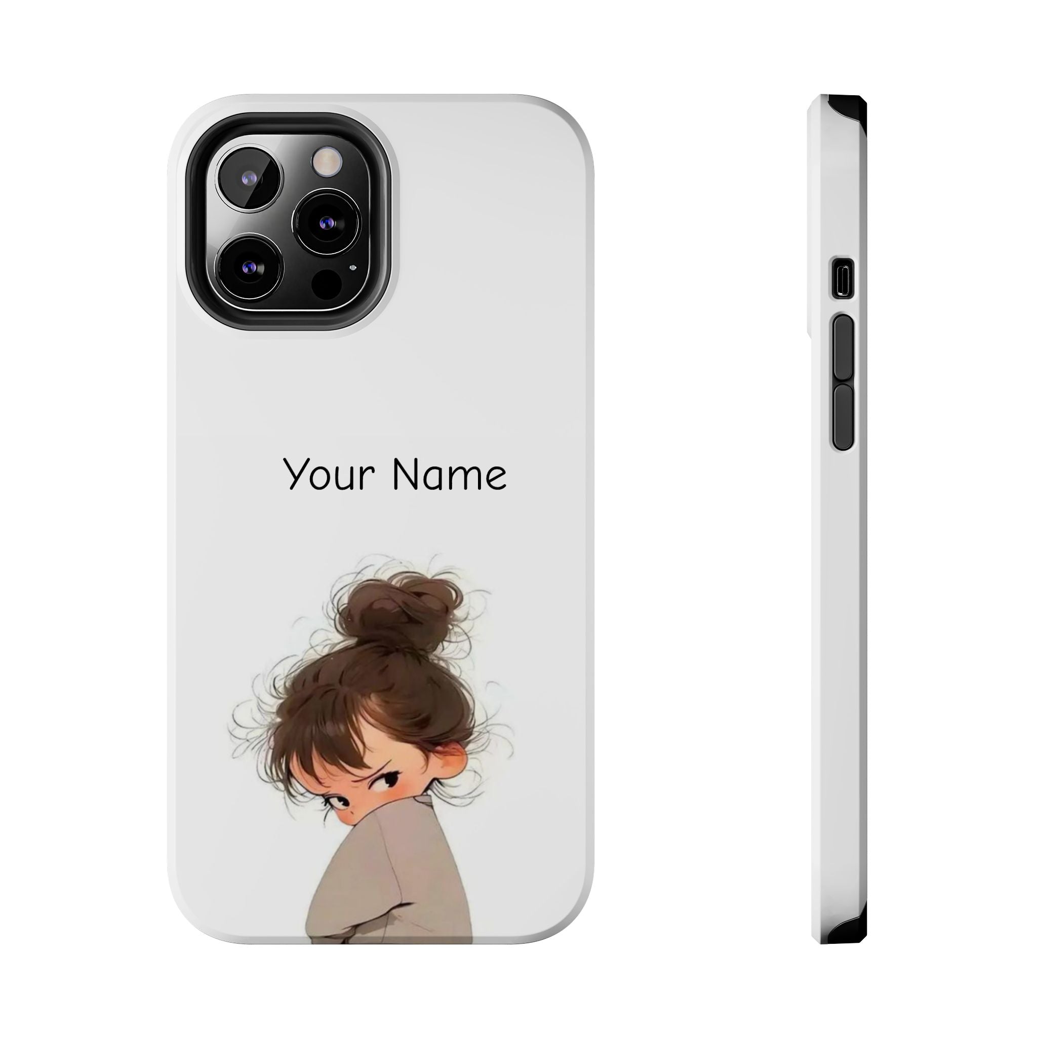Personalized Cute Girl Tough Phone Case — Custom Name Protective iPhone Case