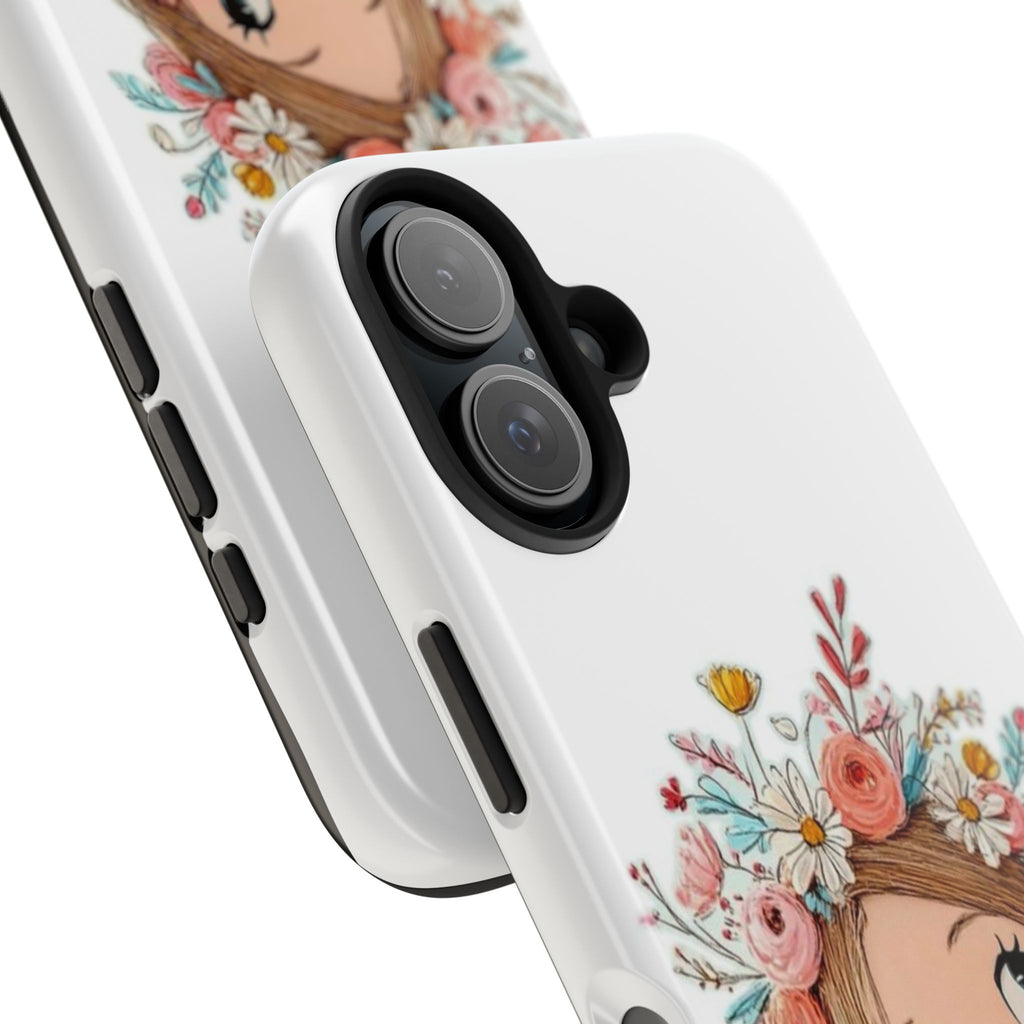 Floral Boho Girl Tough Phone Case — Cute Flower Crown Protection
