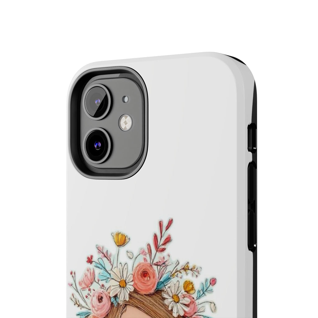 Floral Boho Girl Tough Phone Case — Cute Flower Crown Protection