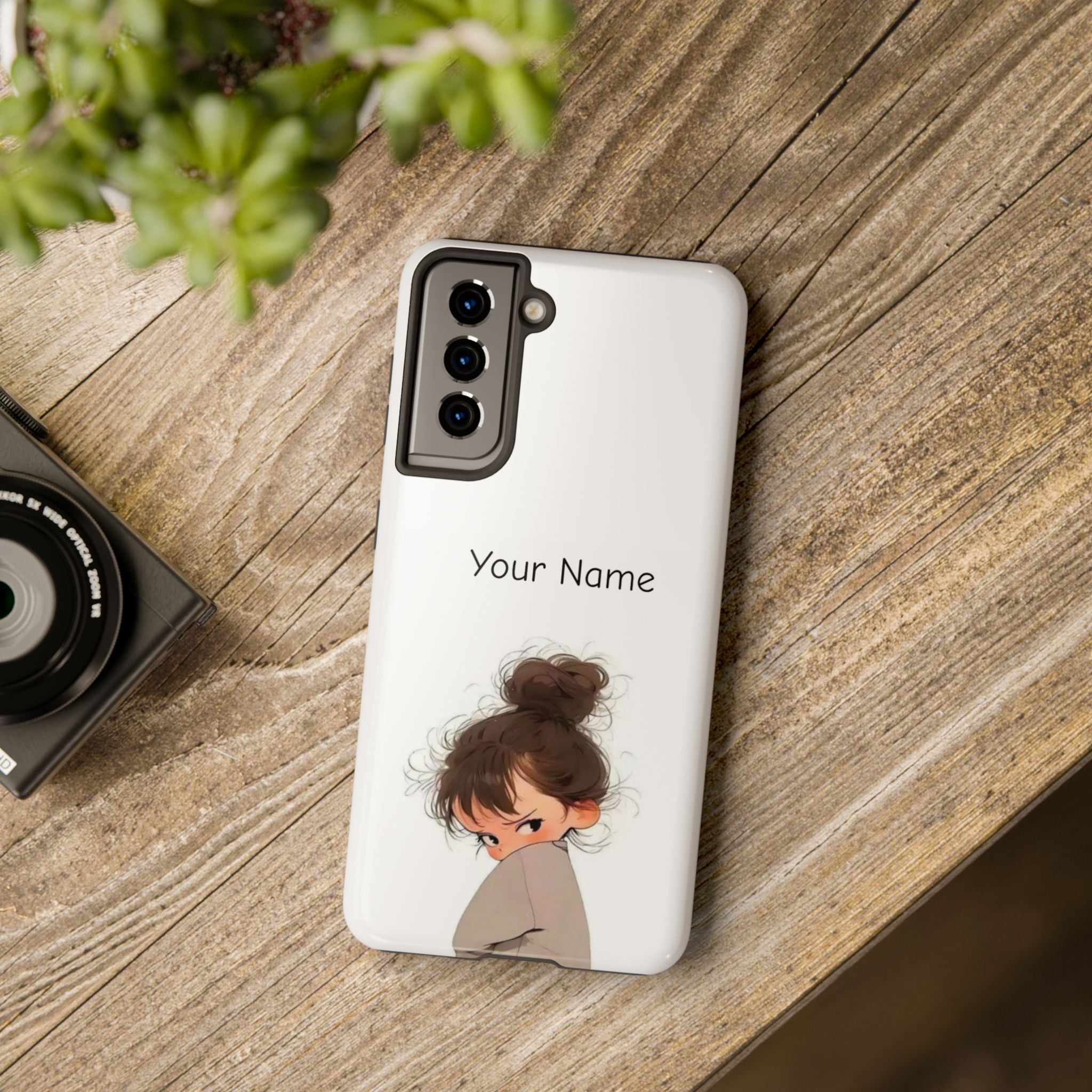 Personalized Cute Girl Tough Phone Case — Custom Name Protective iPhone Case