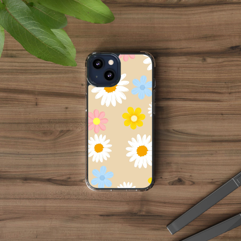 Daisy Floral Clear Phone Case — Pastel Flowers Protective iPhone Cover