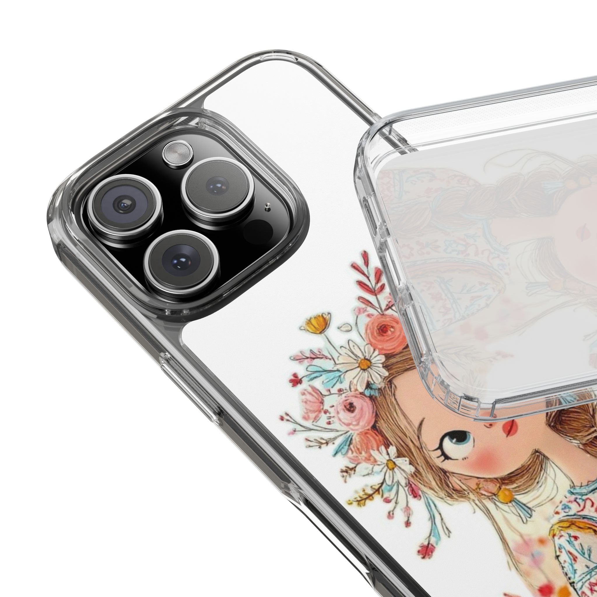 Floral Crown Girl Clear Phone Case