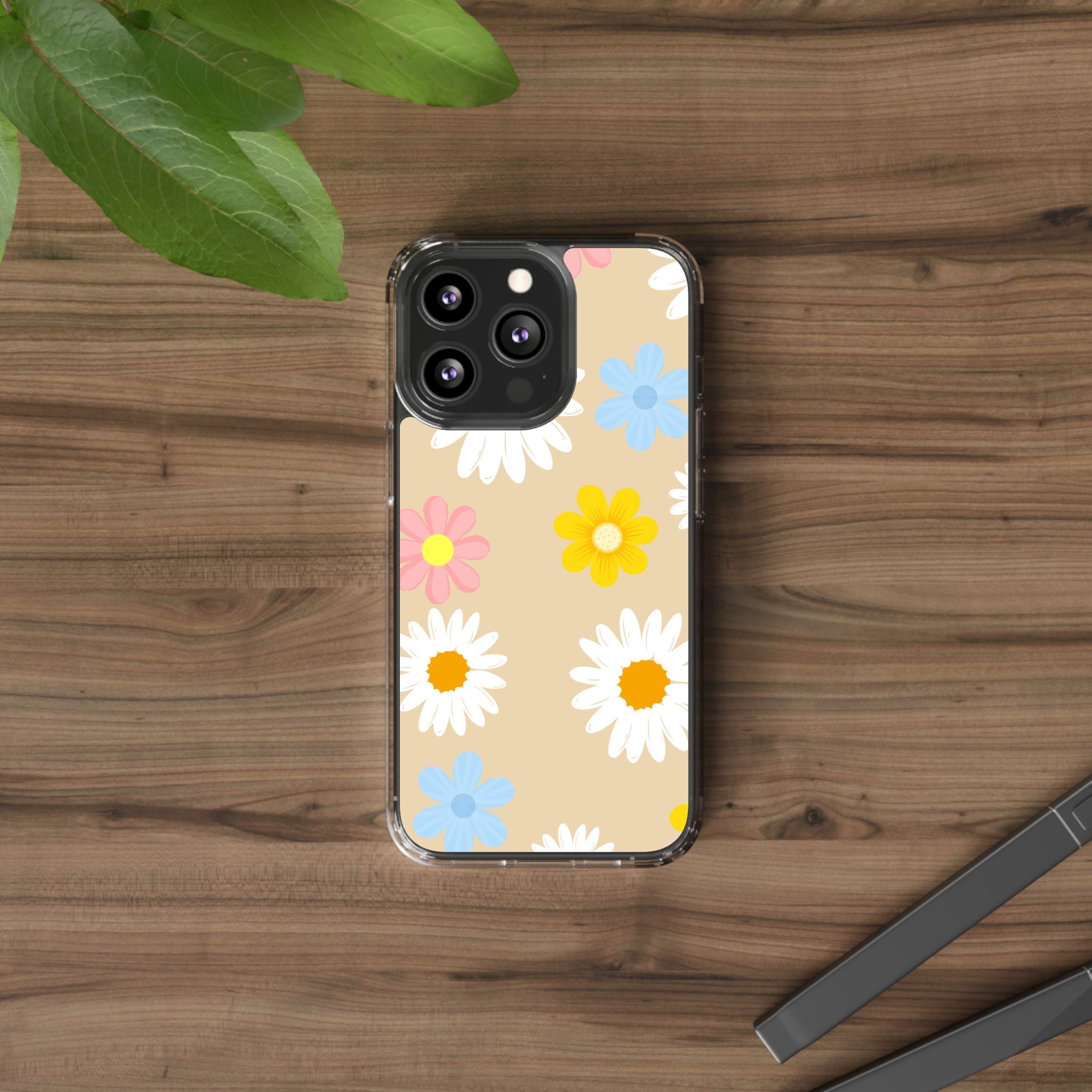 Daisy Floral Clear Phone Case — Pastel Flowers Protective iPhone Cover