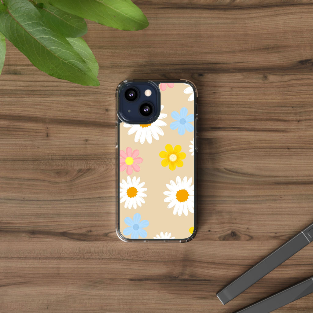 Daisy Floral Clear Phone Case — Pastel Flowers Protective iPhone Cover