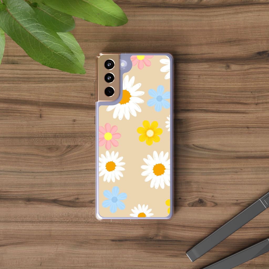 Daisy Floral Clear Phone Case — Pastel Flowers Protective iPhone Cover
