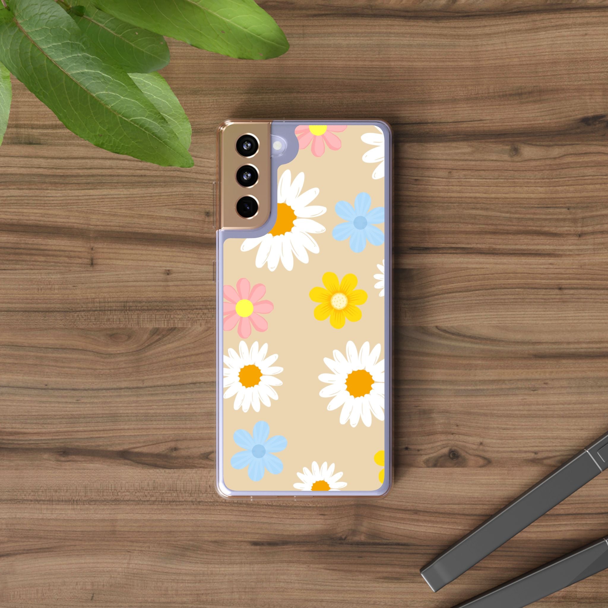 Daisy Floral Clear Phone Case — Pastel Flowers Protective iPhone Cover