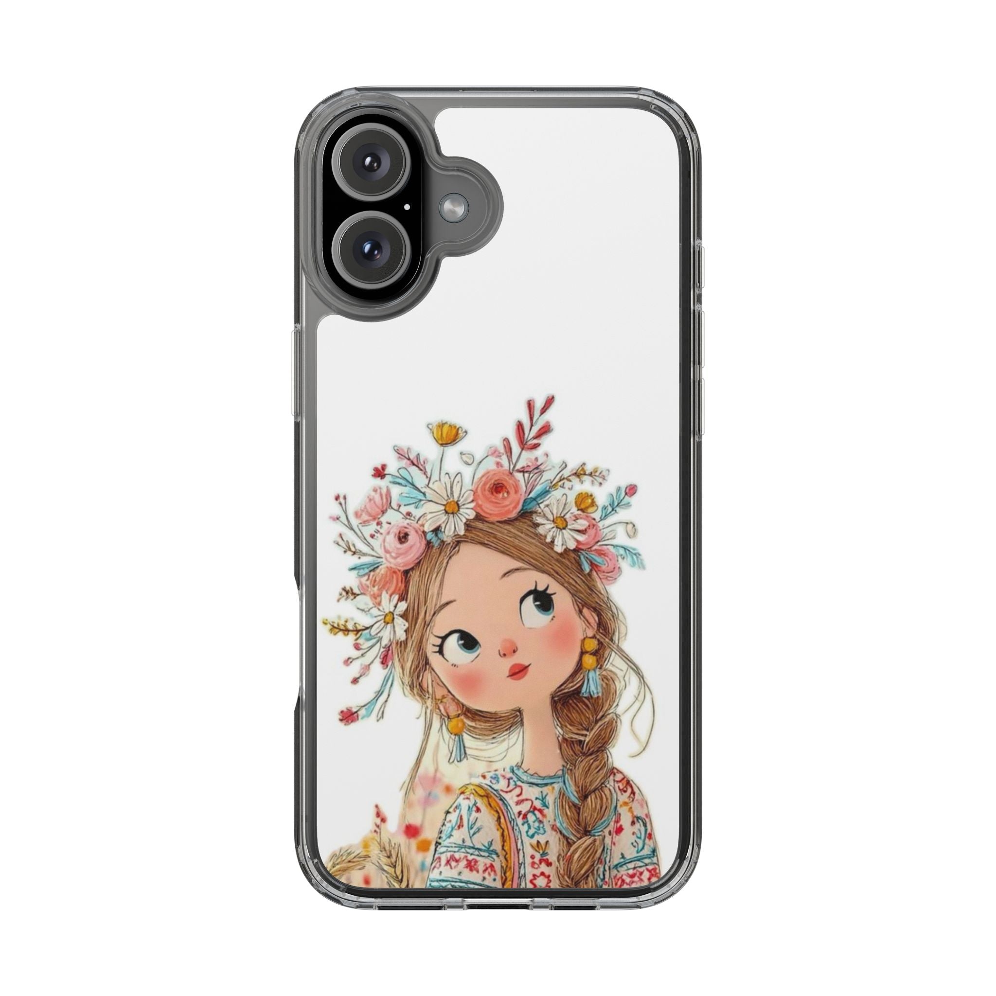 Floral Crown Girl Clear Phone Case