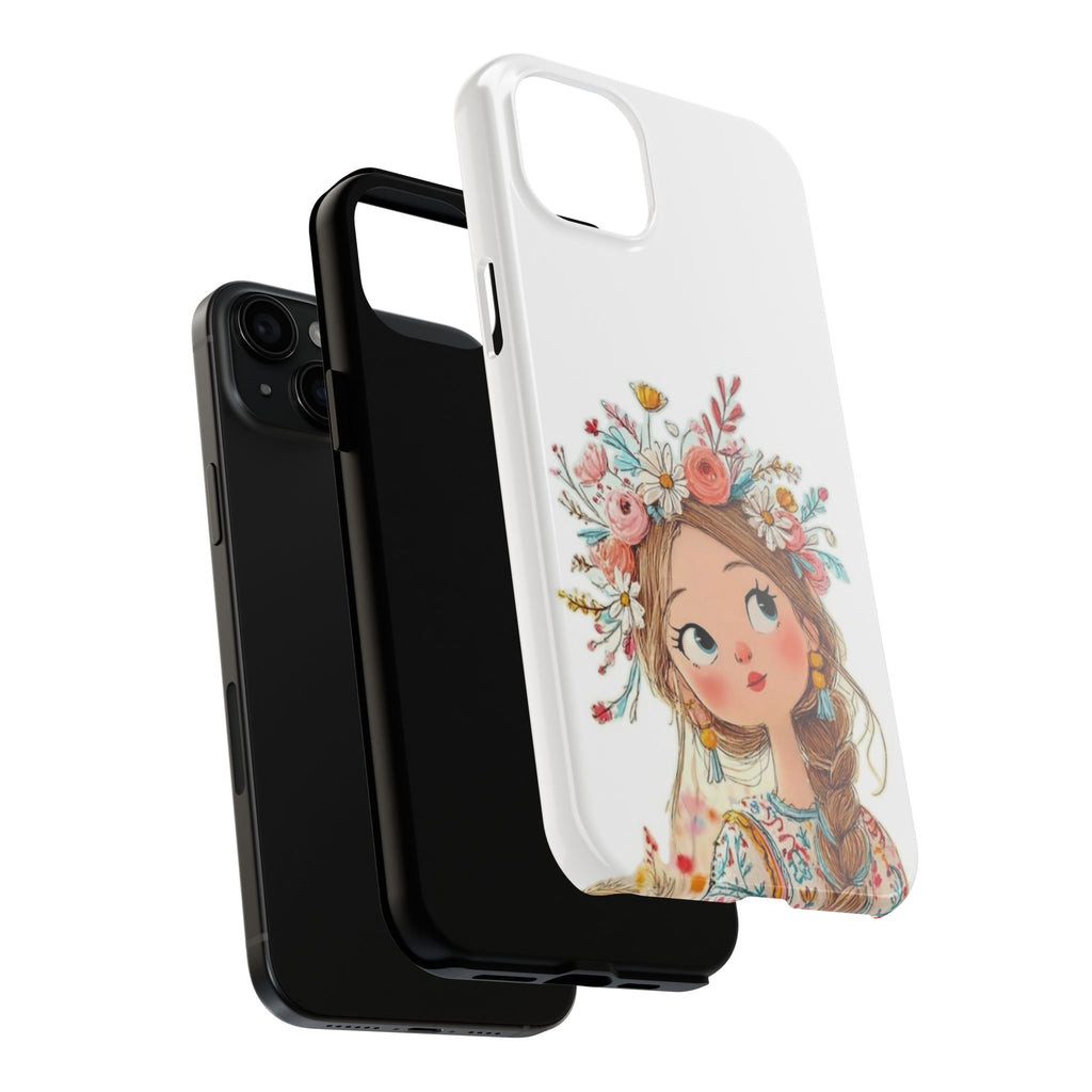 Floral Boho Girl Tough Phone Case — Cute Flower Crown Protection