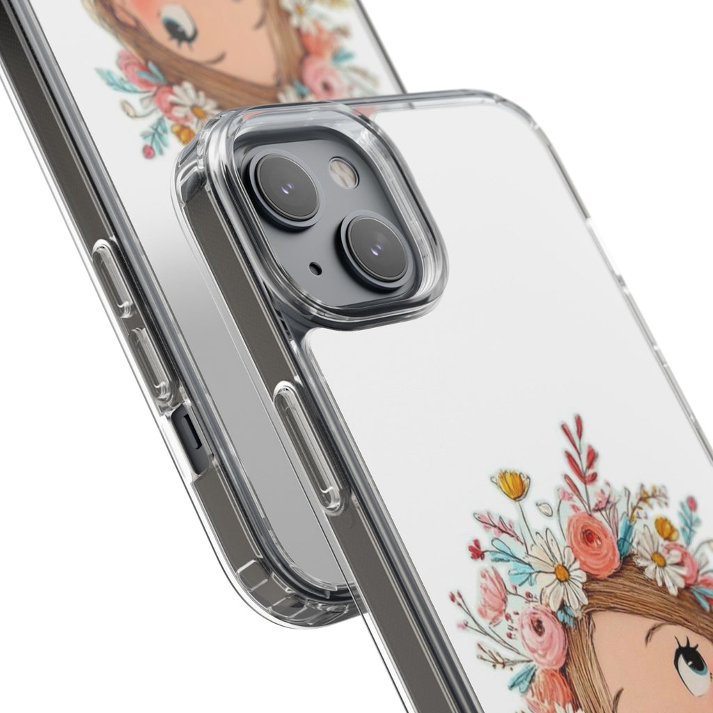 Floral Crown Girl Clear Phone Case