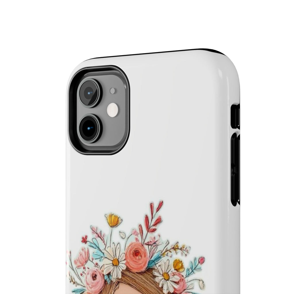 Floral Boho Girl Tough Phone Case — Cute Flower Crown Protection