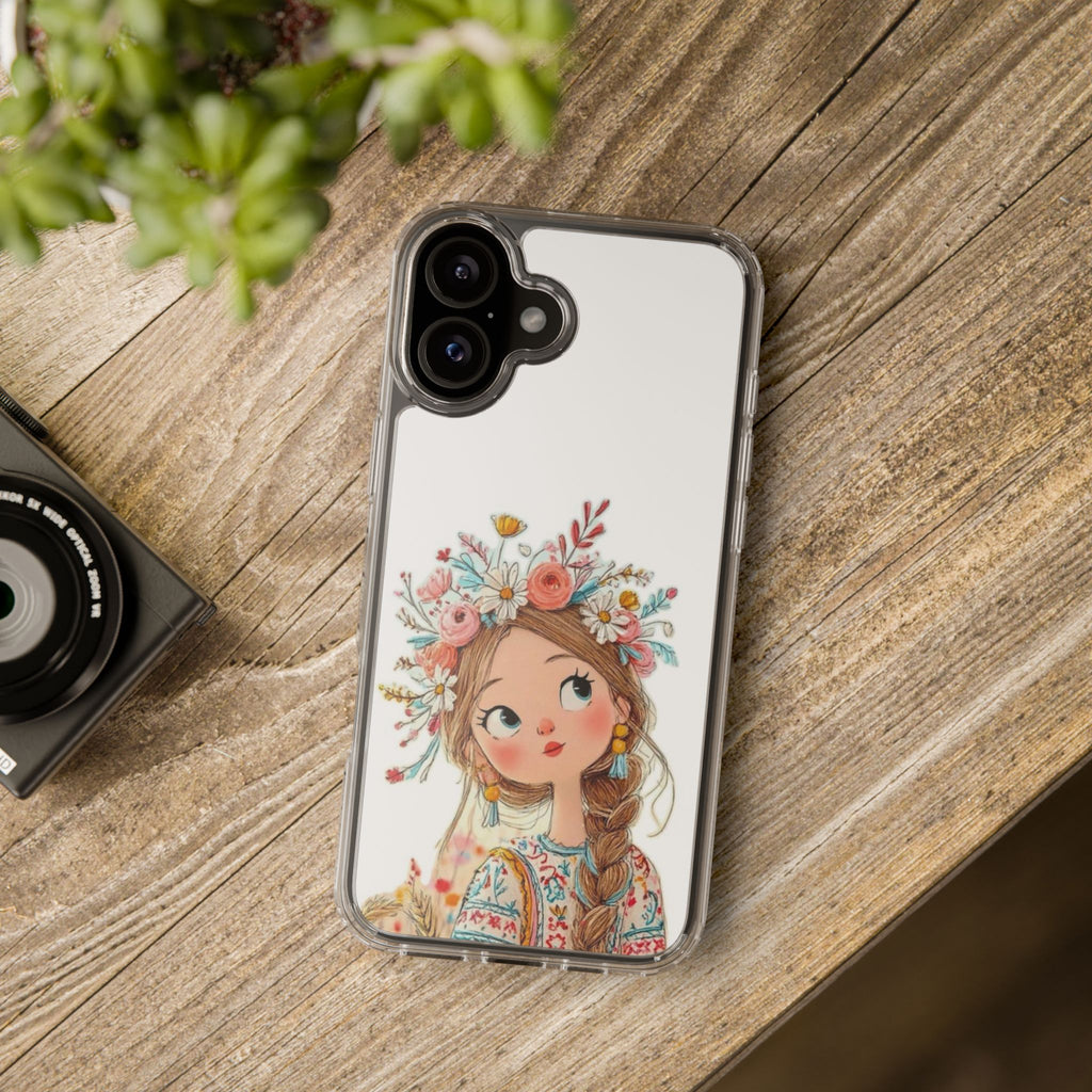Floral Crown Girl Clear Phone Case