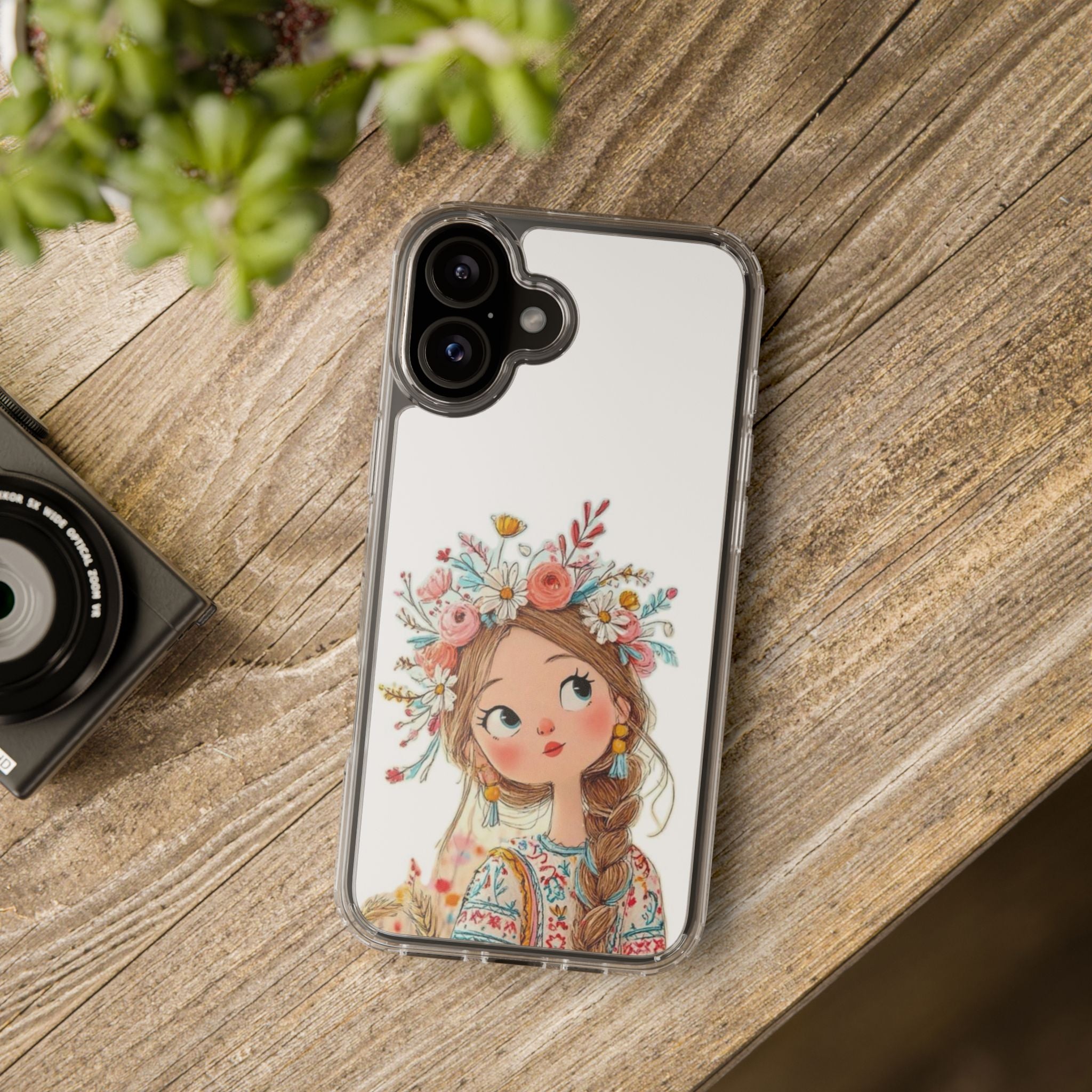 Floral Crown Girl Clear Phone Case