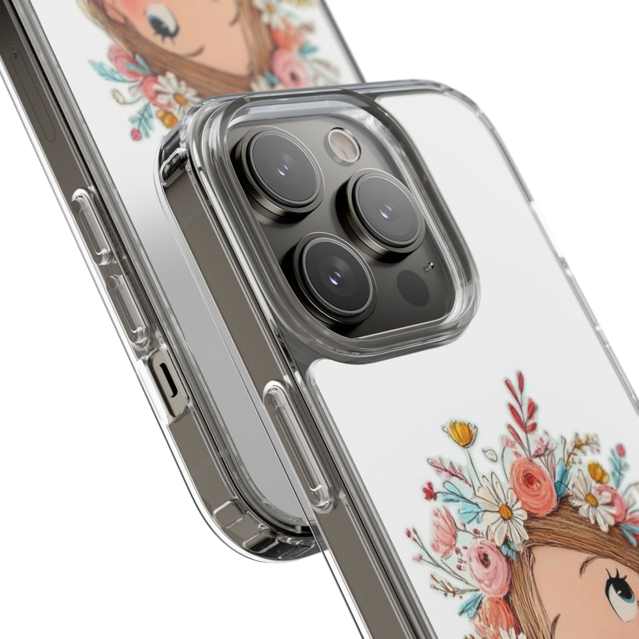 Floral Crown Girl Clear Phone Case