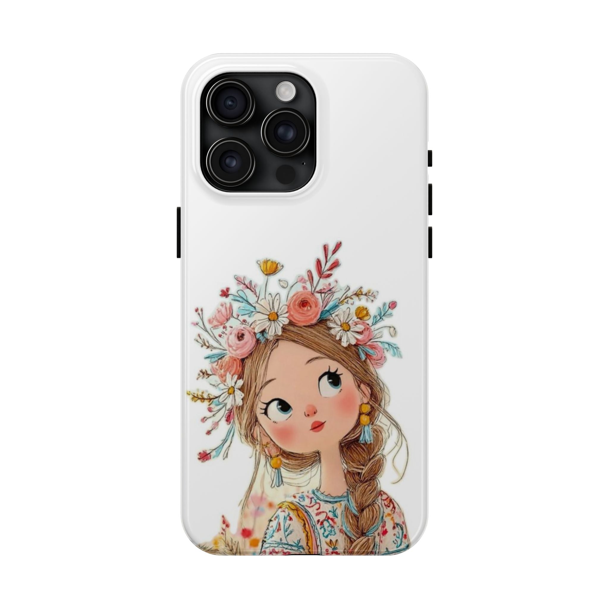 Floral Boho Girl Tough Phone Case — Cute Flower Crown Protection