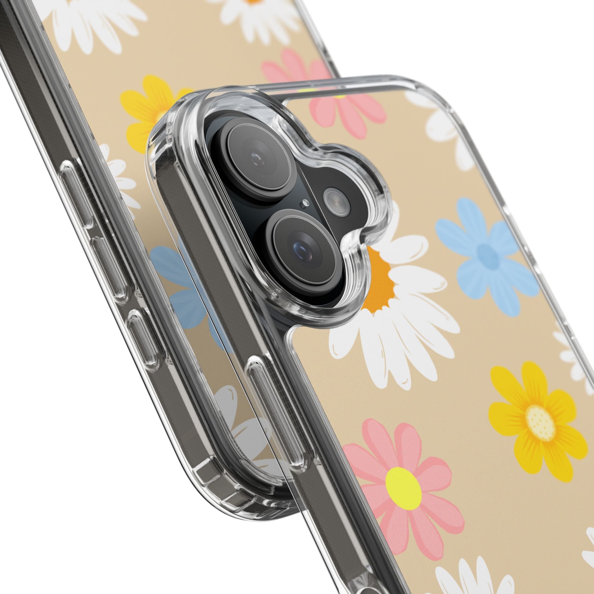 Daisy Floral Clear Phone Case — Pastel Flowers Protective iPhone Cover