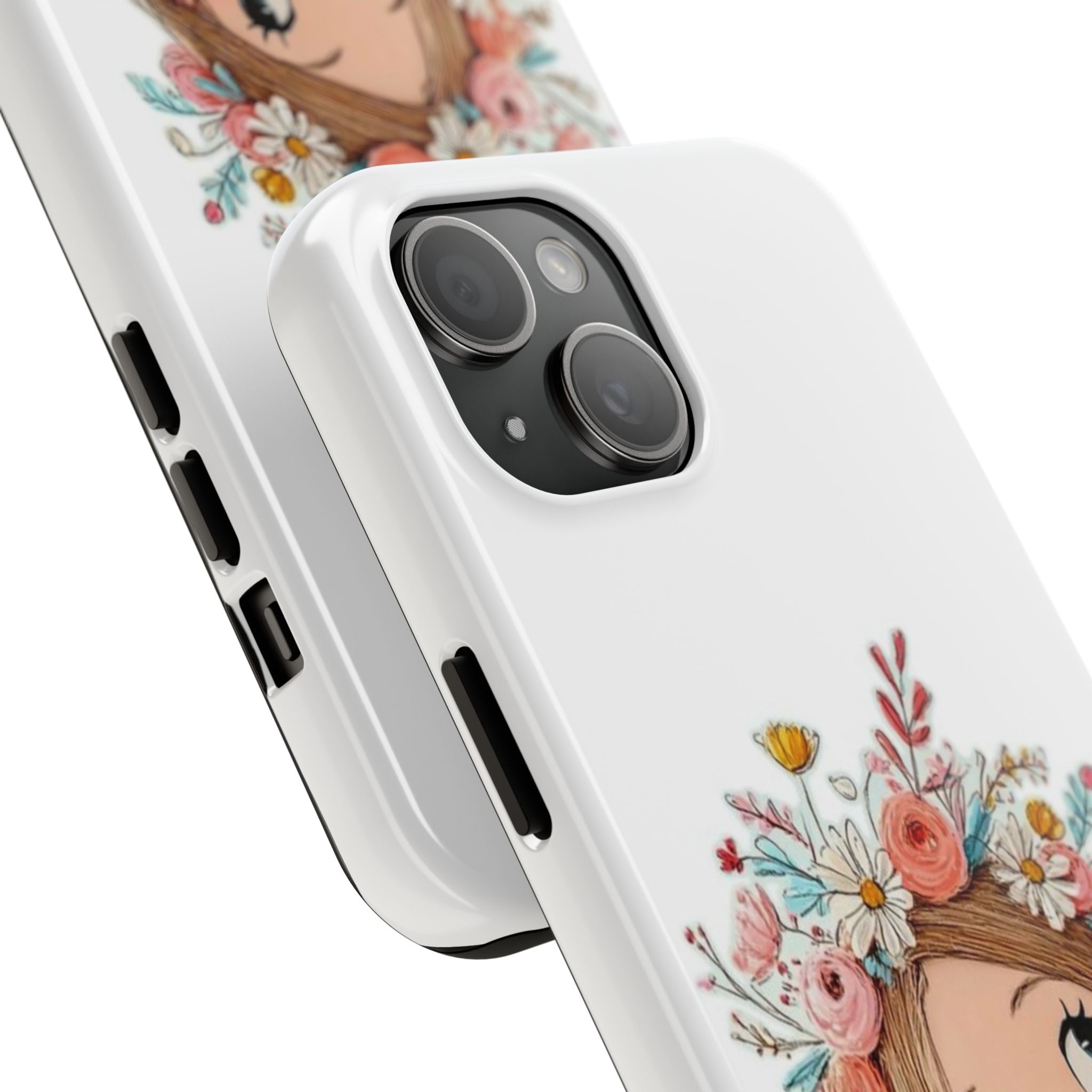 Floral Boho Girl Tough Phone Case — Cute Flower Crown Protection