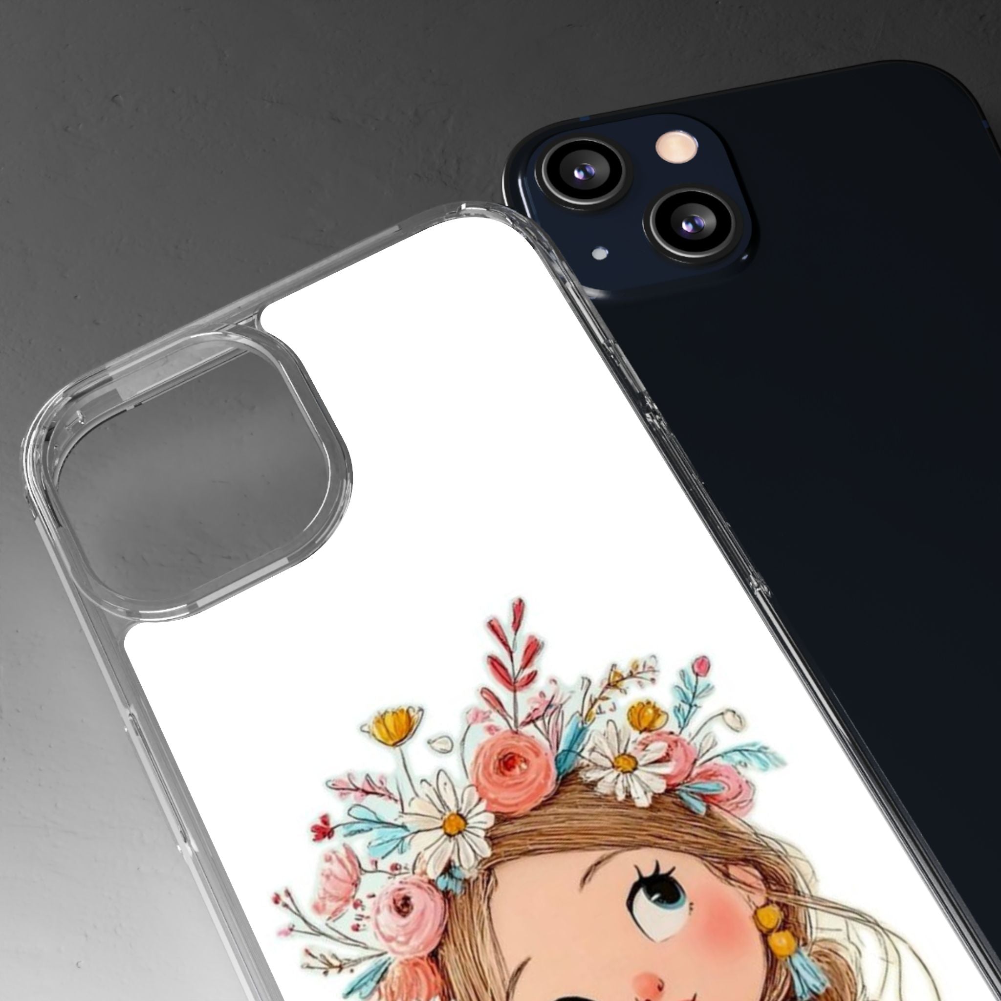 Floral Crown Girl Clear Phone Case