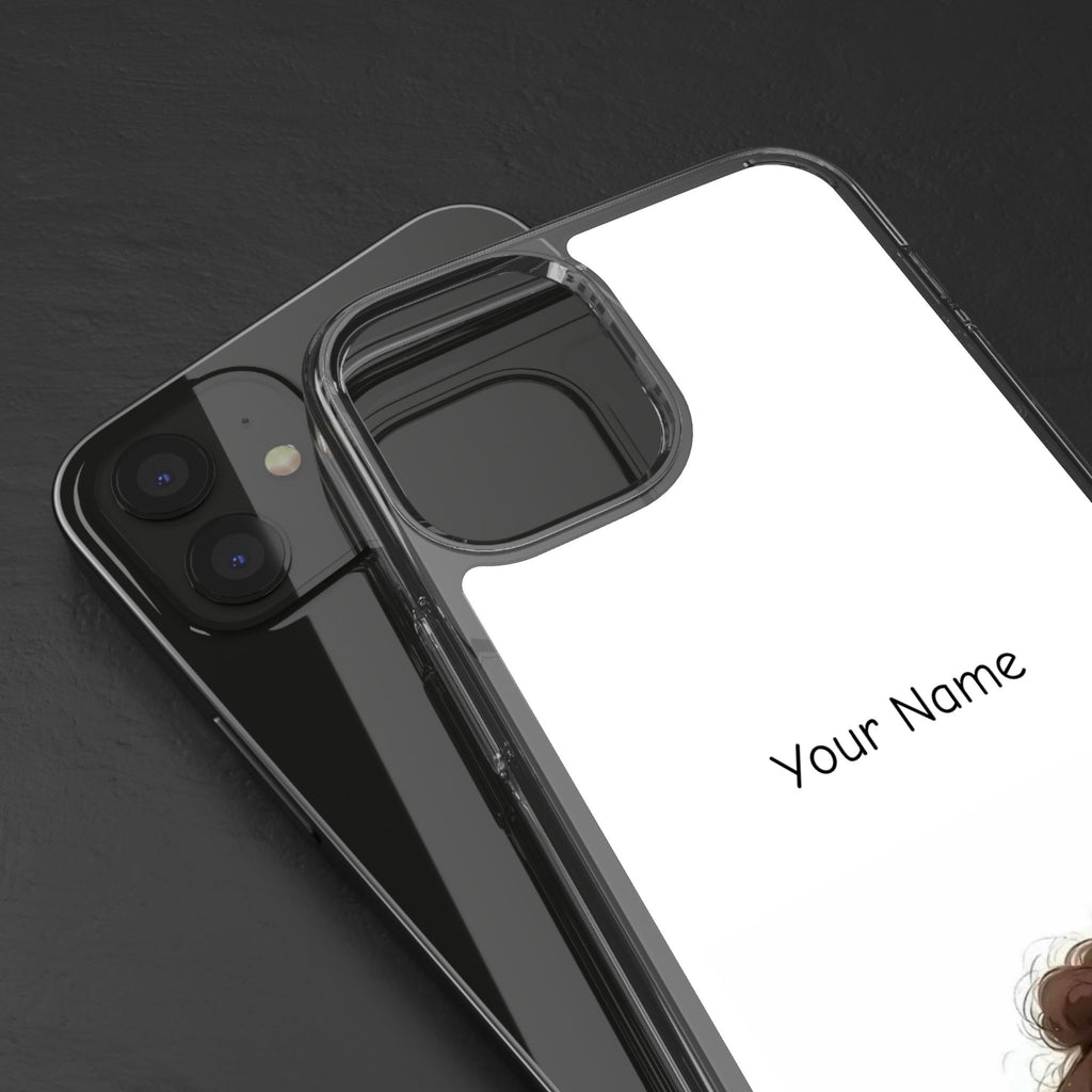 Personalized Clear Phone Case — Cute Girl Illustration with Custom Name