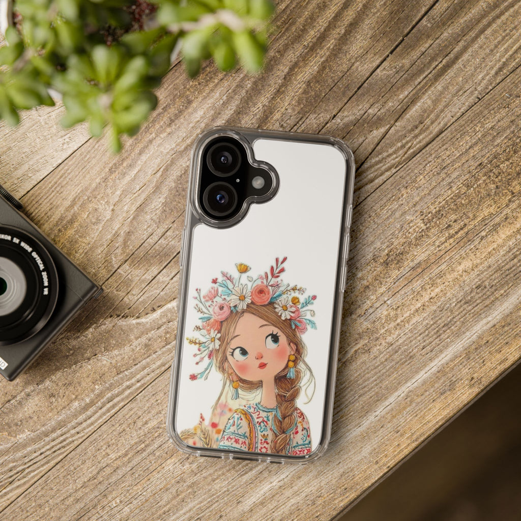 Floral Crown Girl Clear Phone Case