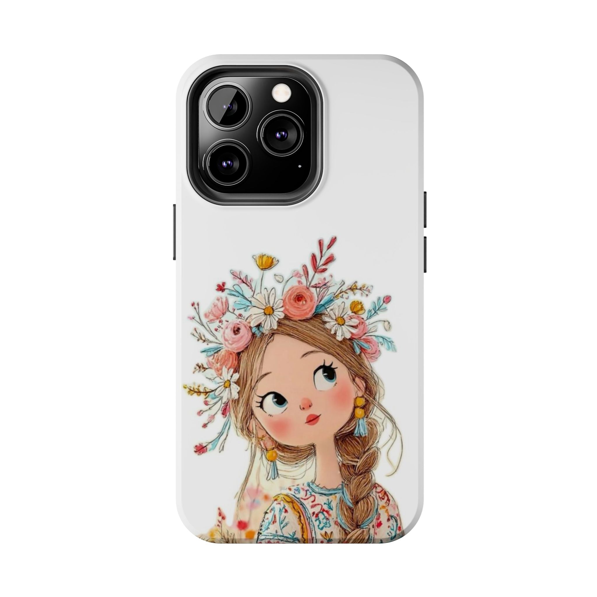 Floral Boho Girl Tough Phone Case — Cute Flower Crown Protection