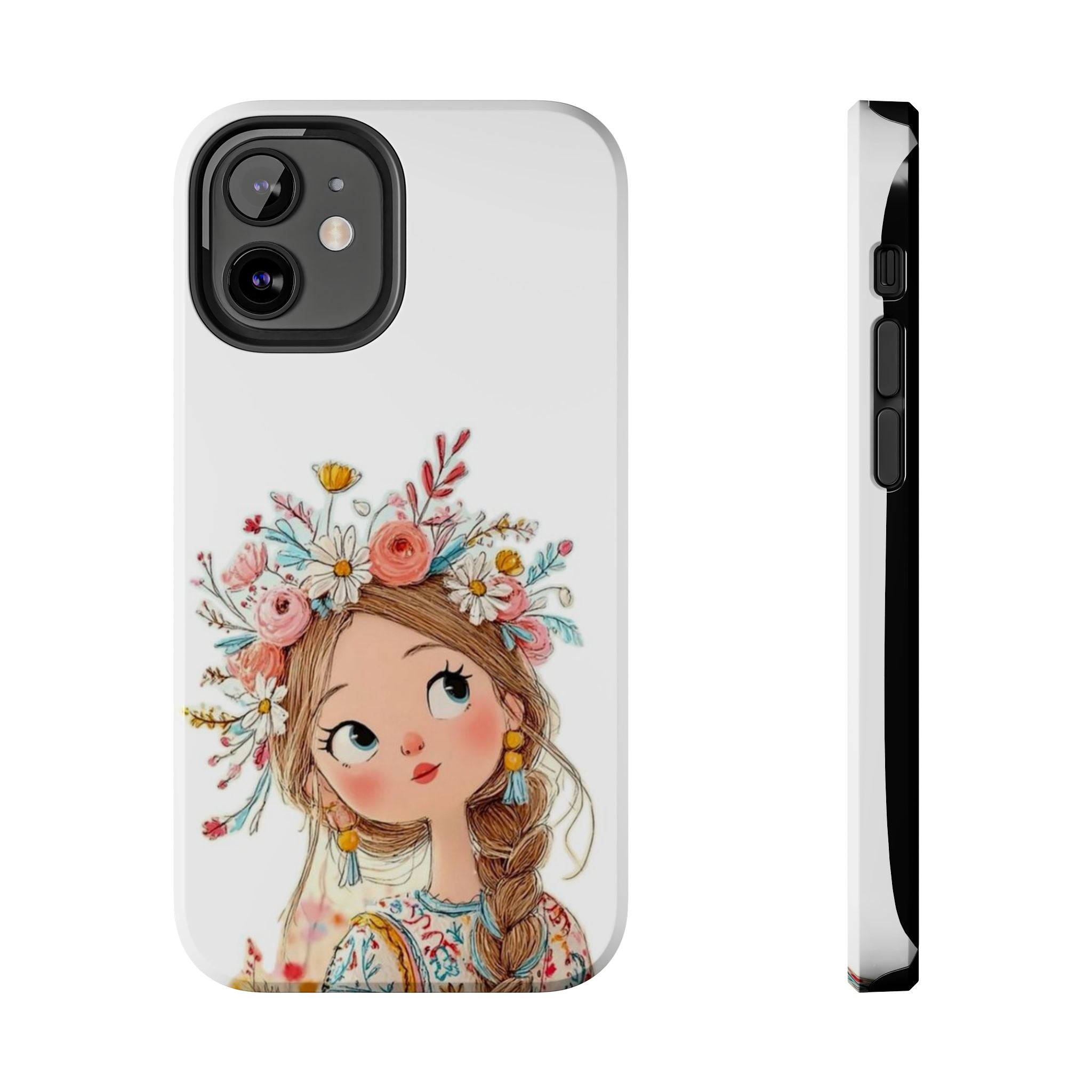 Floral Boho Girl Tough Phone Case — Cute Flower Crown Protection