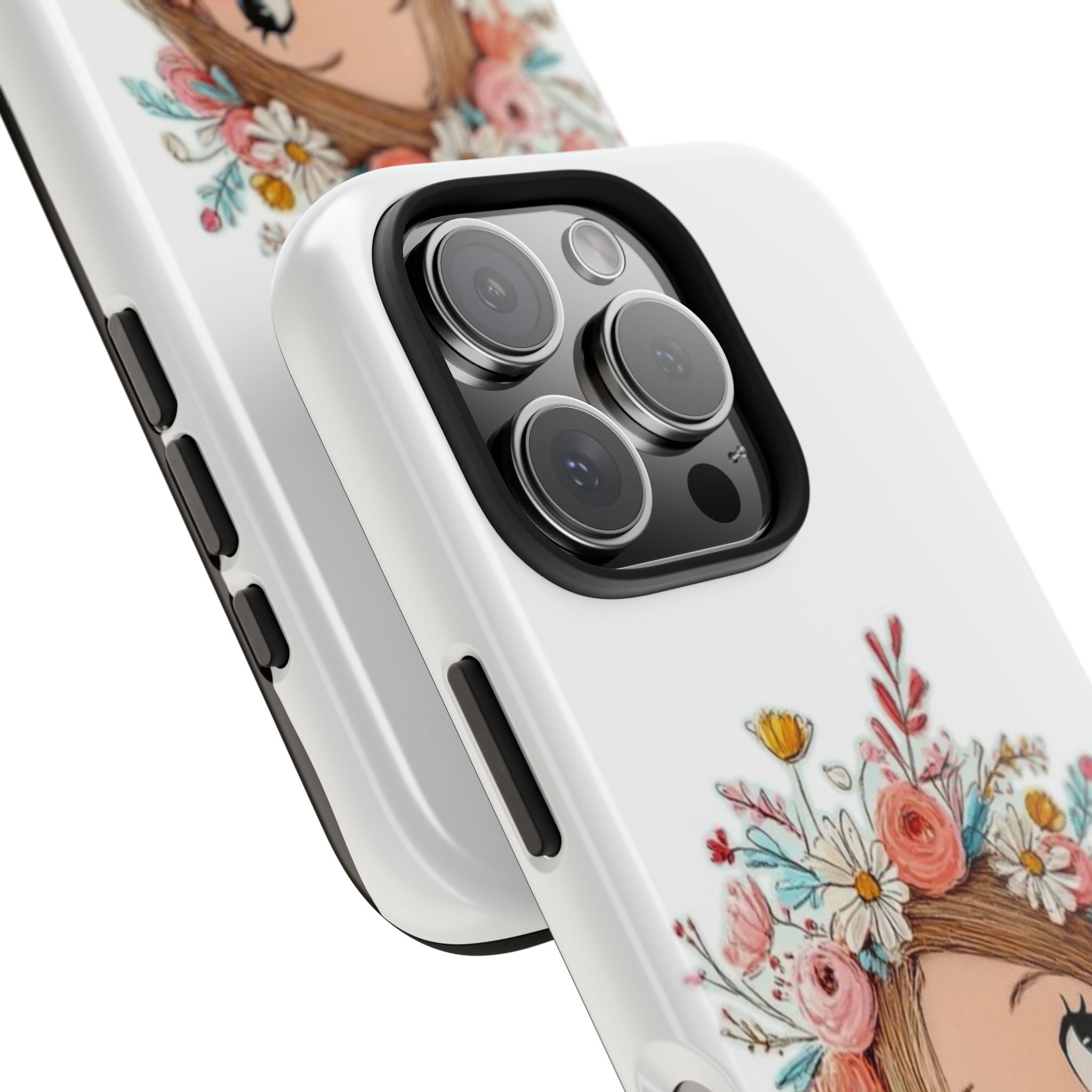 Floral Boho Girl Tough Phone Case — Cute Flower Crown Protection