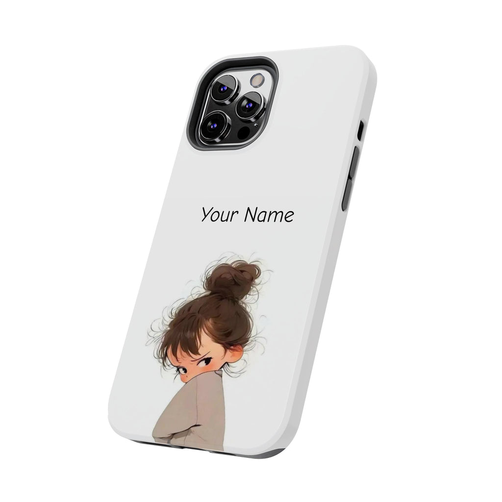 Personalized Cute Girl Tough Phone Case — Custom Name Protective iPhone Case