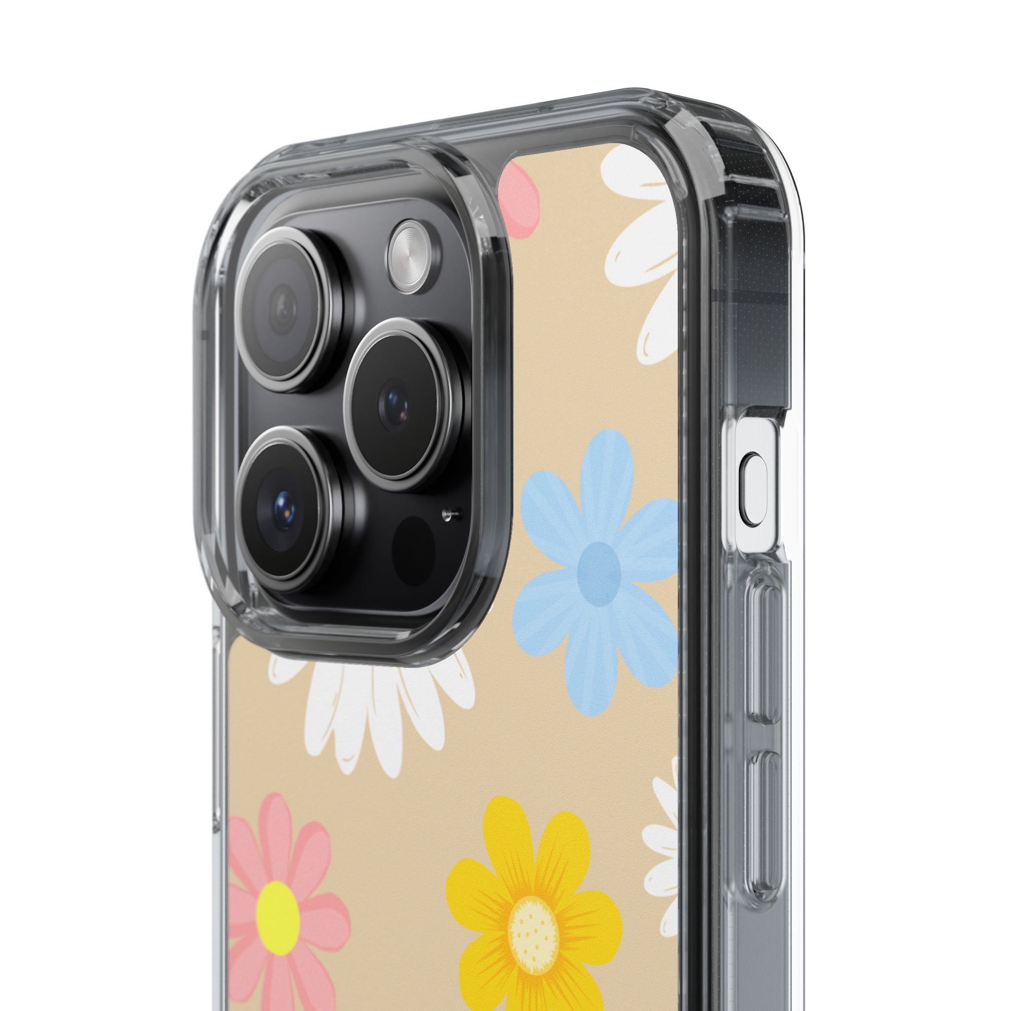 Daisy Floral Clear Phone Case — Pastel Flowers Protective iPhone Cover