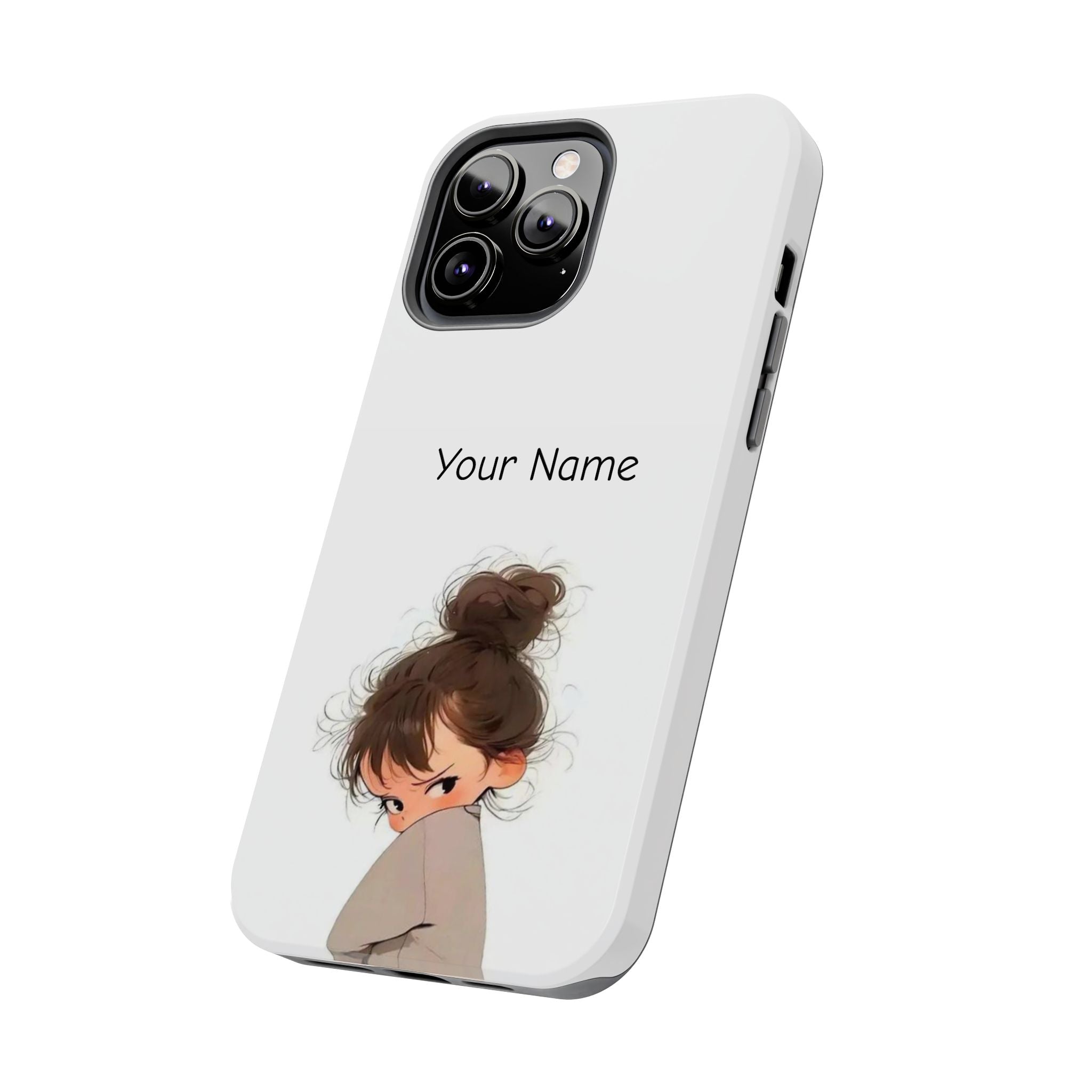 Personalized Cute Girl Tough Phone Case — Custom Name Protective iPhone Case
