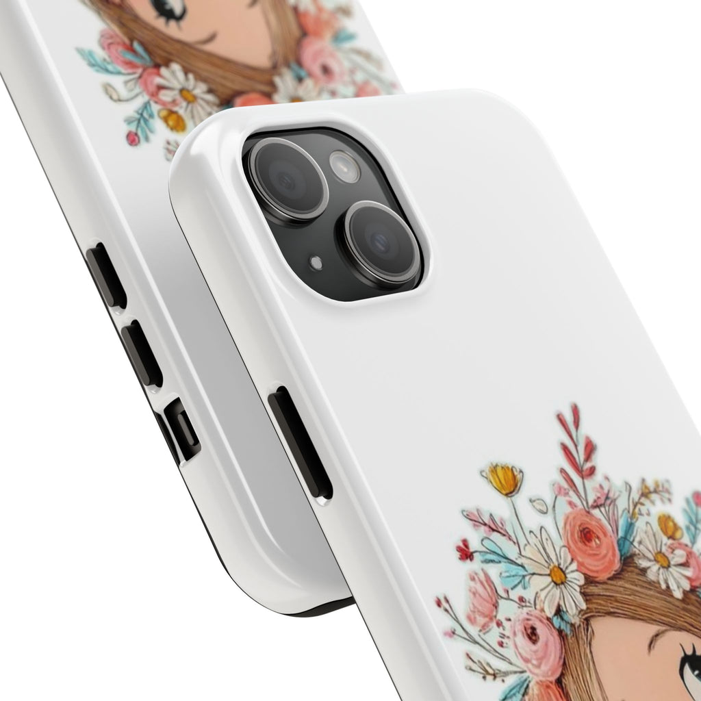 Floral Boho Girl Tough Phone Case — Cute Flower Crown Protection
