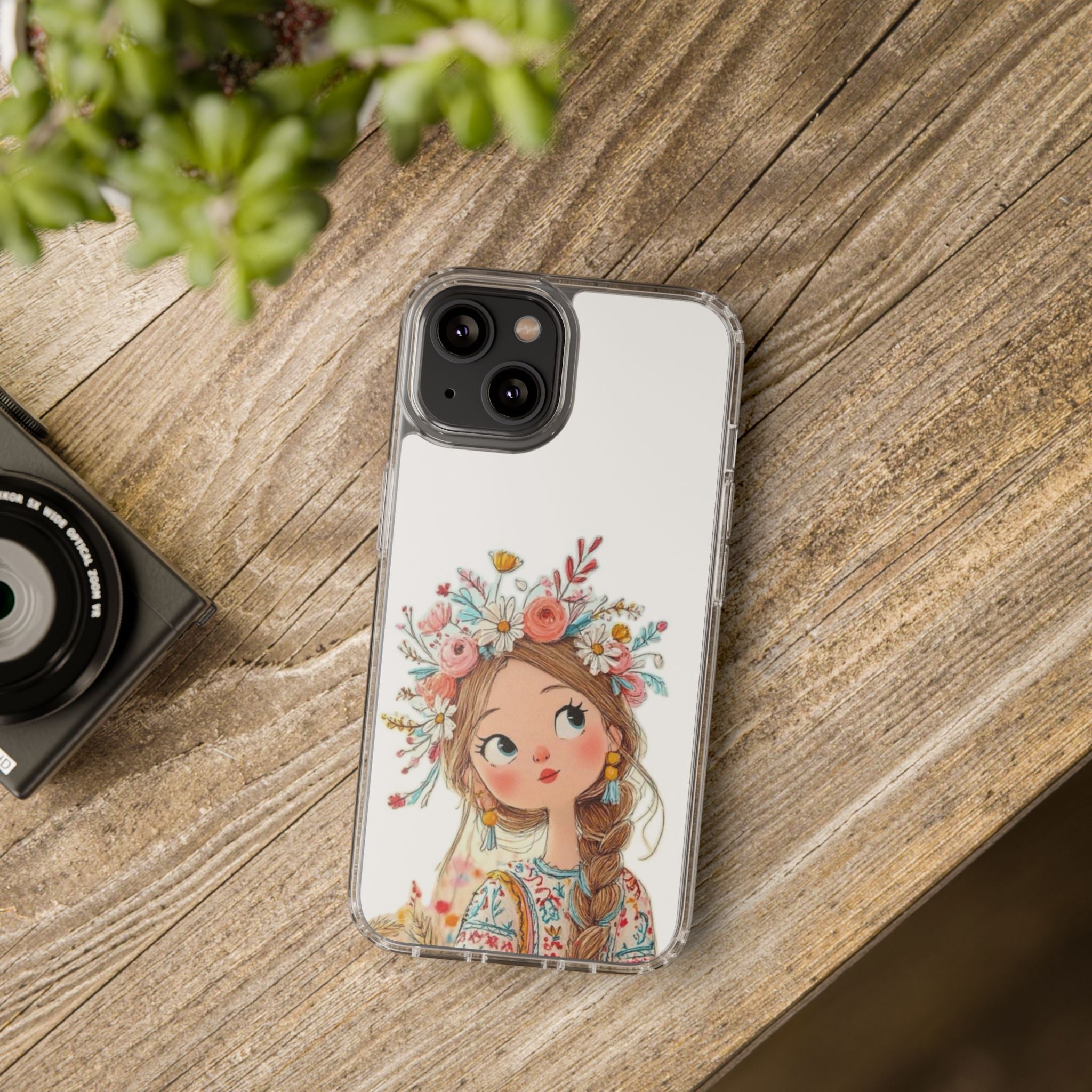 Floral Crown Girl Clear Phone Case