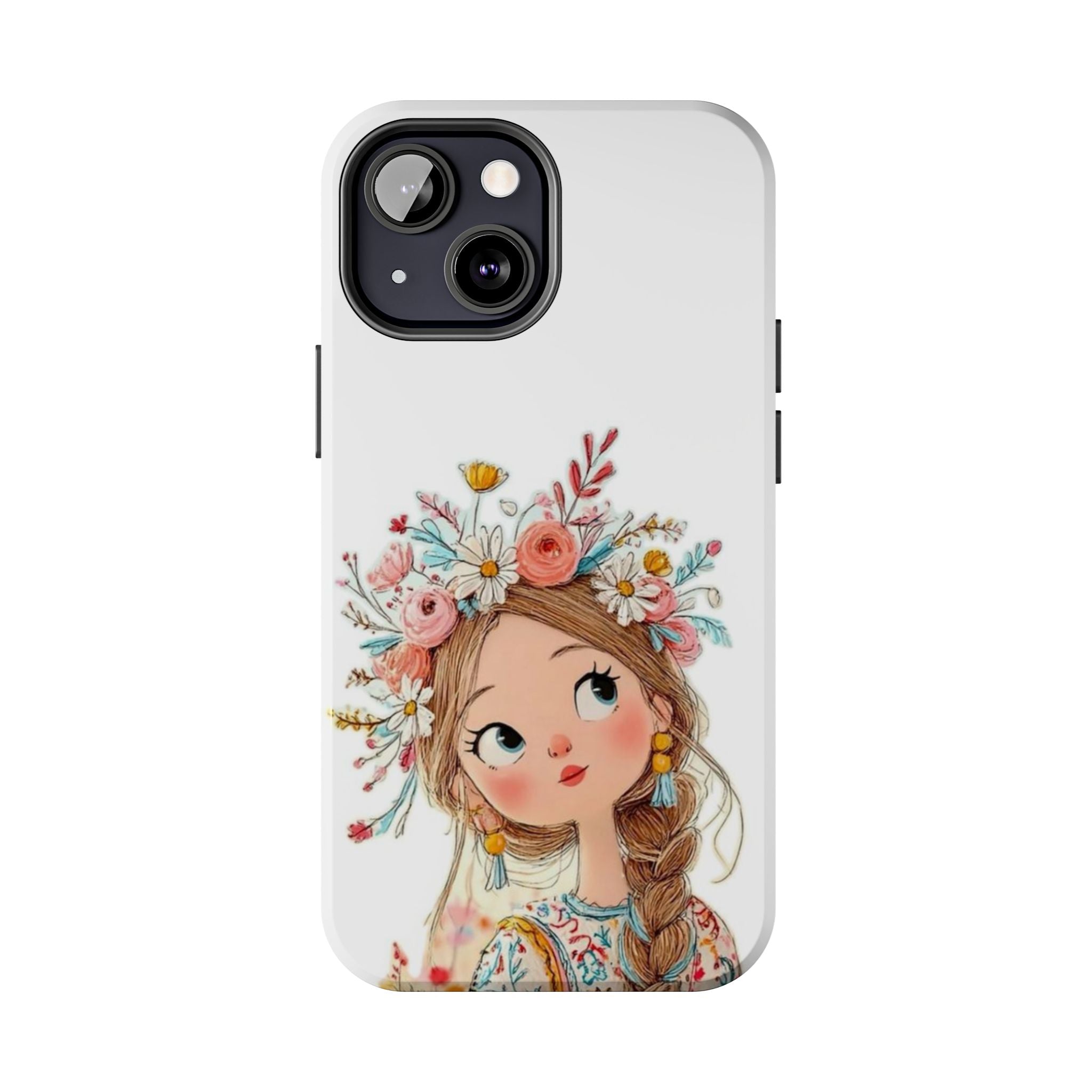 Floral Boho Girl Tough Phone Case — Cute Flower Crown Protection