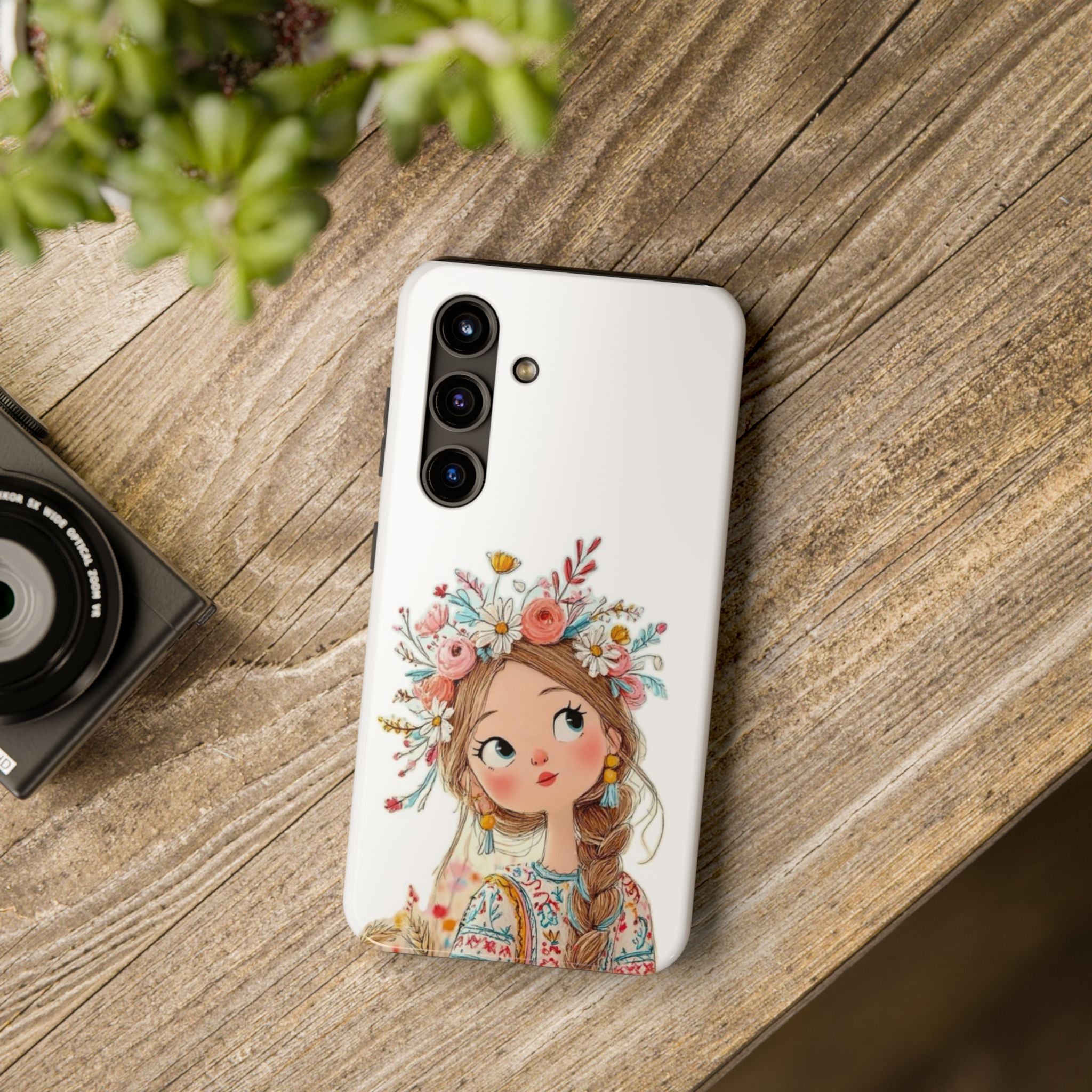 Floral Boho Girl Tough Phone Case — Cute Flower Crown Protection