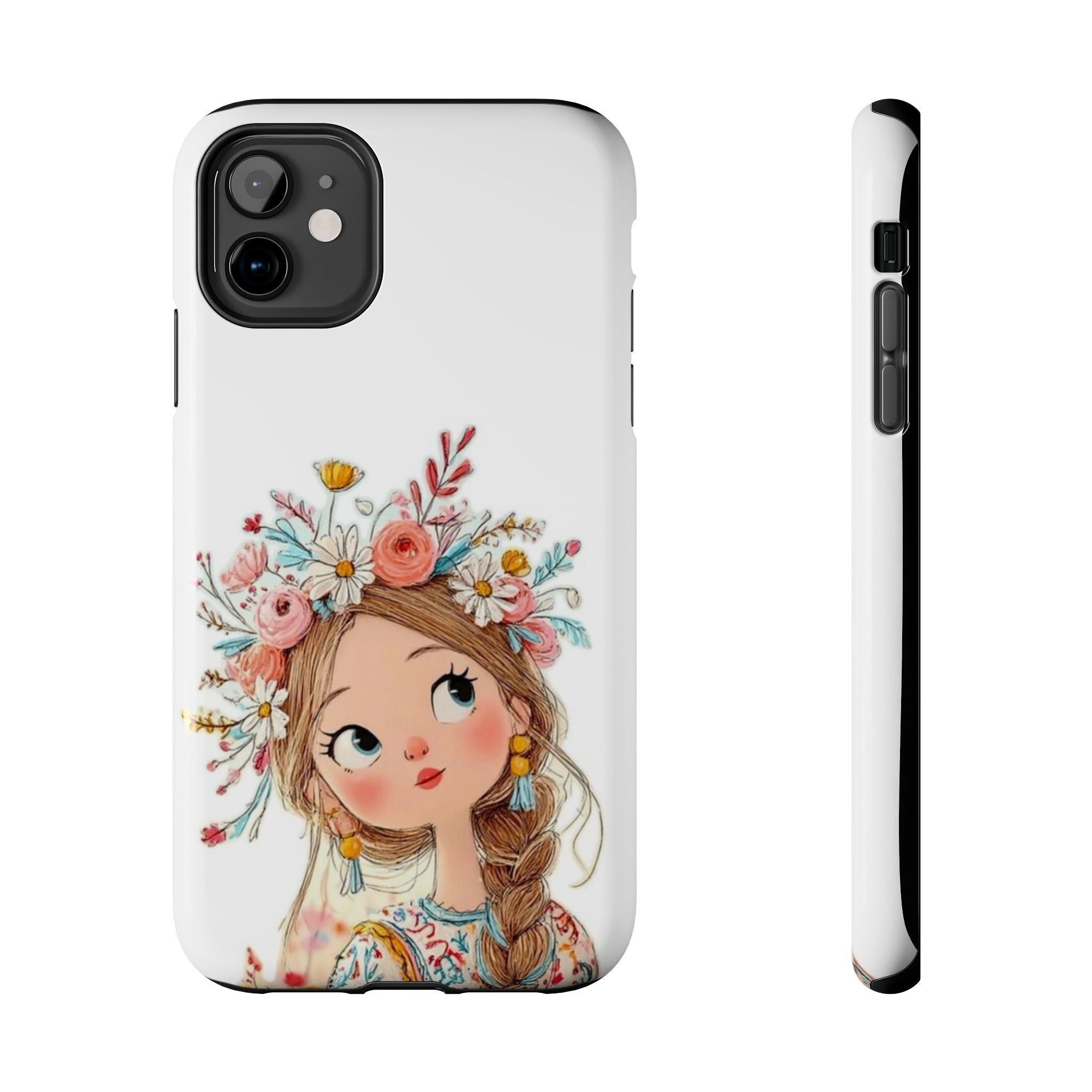 Floral Boho Girl Tough Phone Case — Cute Flower Crown Protection