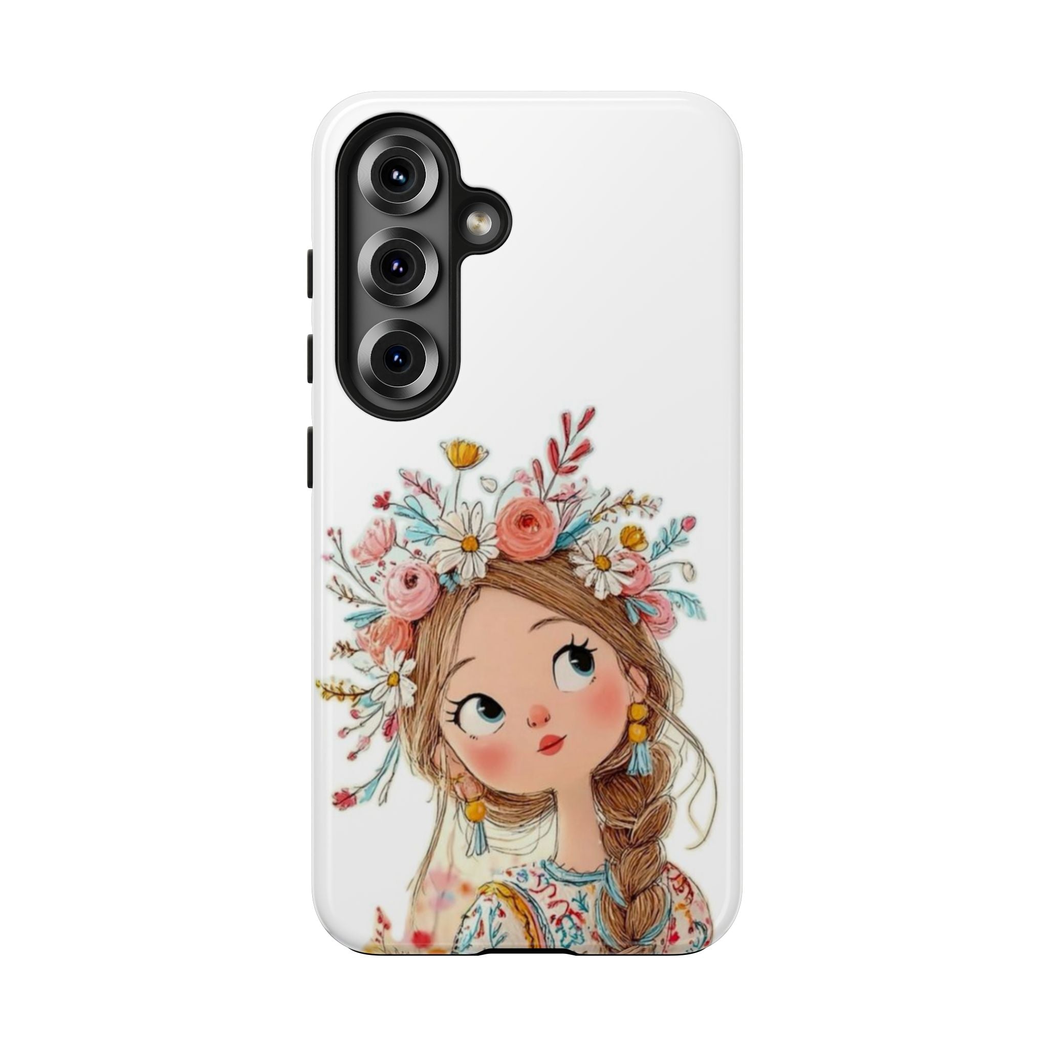 Floral Boho Girl Tough Phone Case — Cute Flower Crown Protection