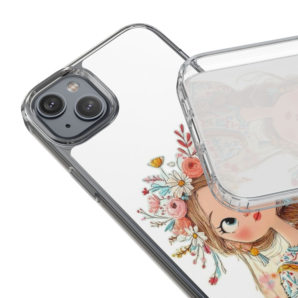 Floral Crown Girl Clear Phone Case