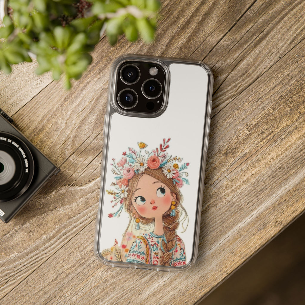 Floral Crown Girl Clear Phone Case