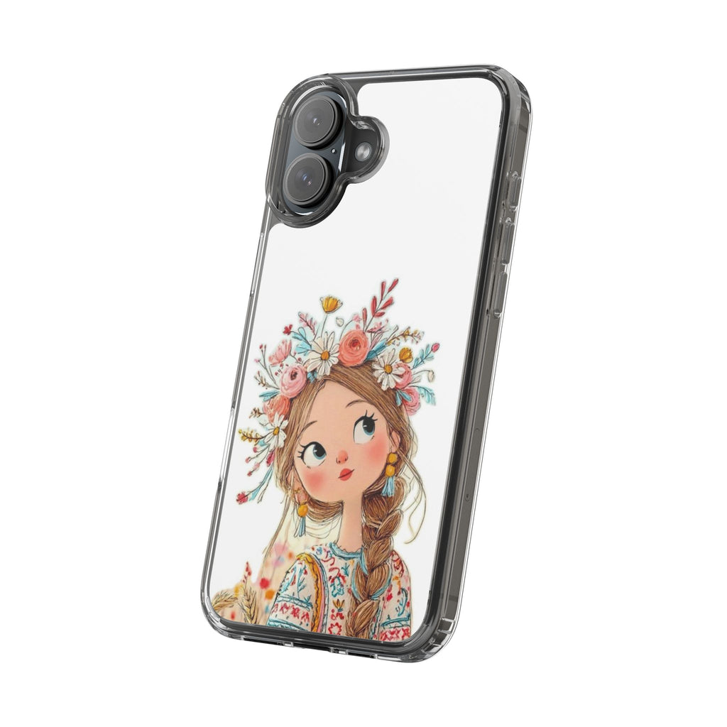 Floral Crown Girl Clear Phone Case