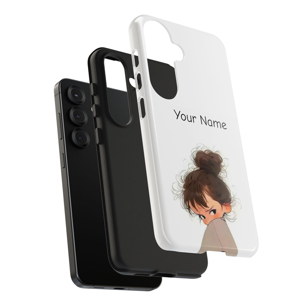 Personalized Cute Girl Tough Phone Case — Custom Name Protective iPhone Case