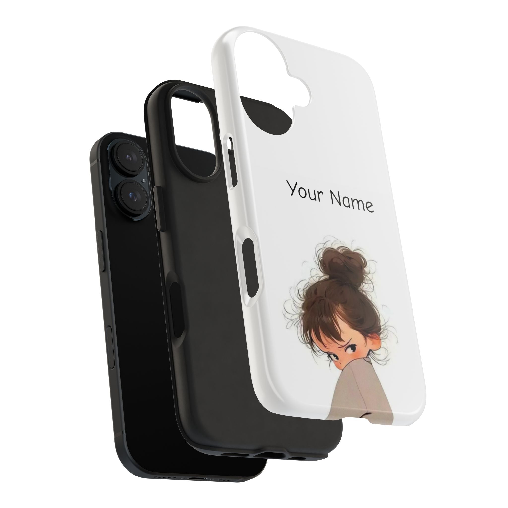 Personalized Cute Girl Tough Phone Case — Custom Name Protective iPhone Case