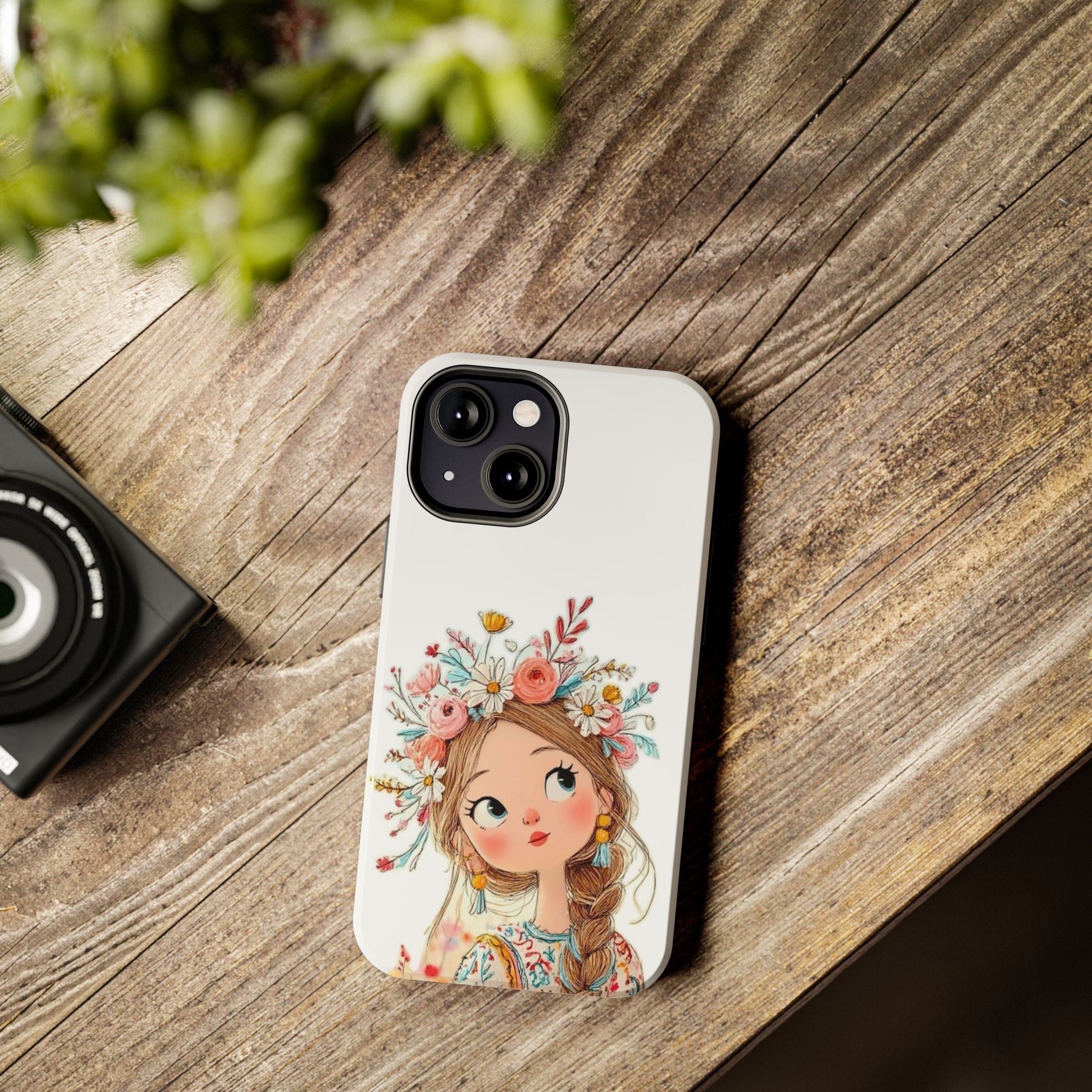 Floral Boho Girl Tough Phone Case — Cute Flower Crown Protection
