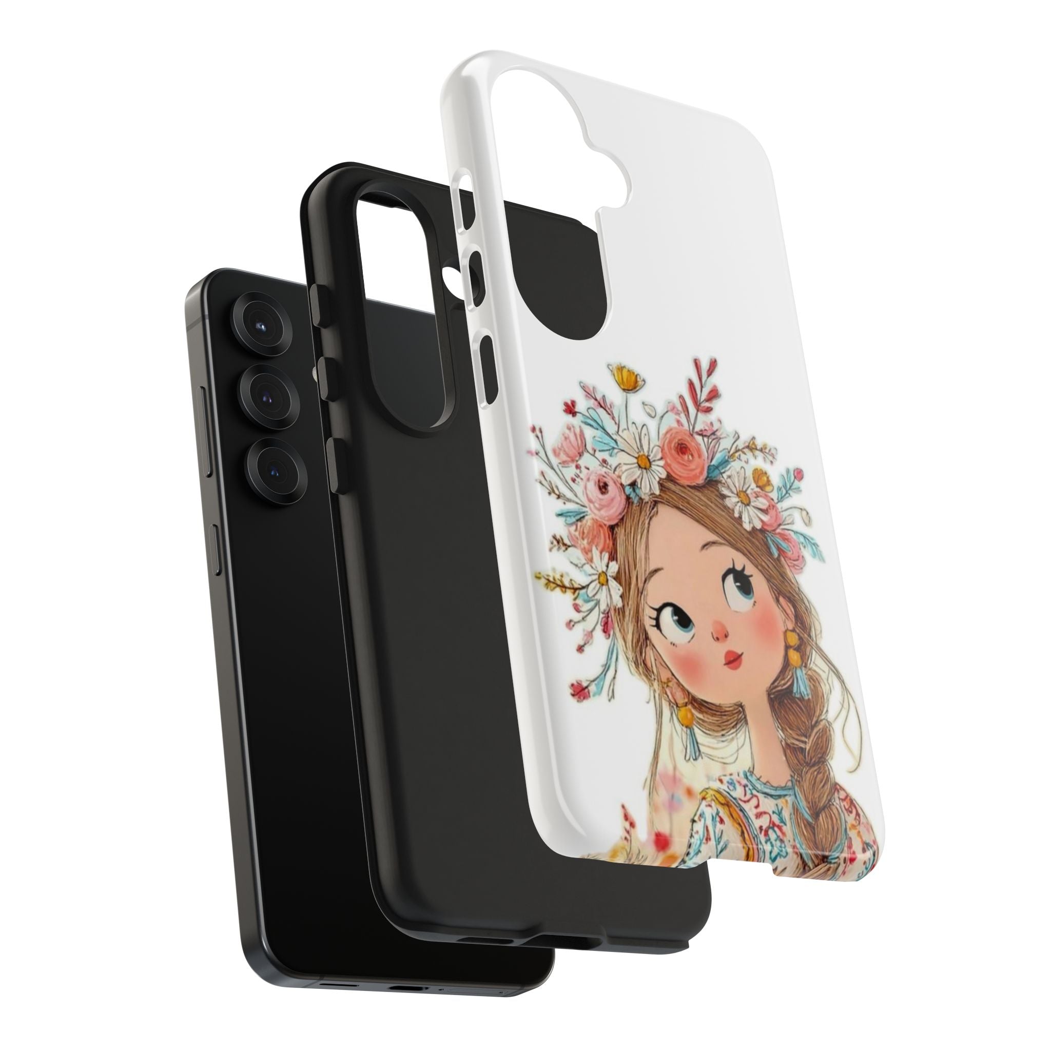 Floral Boho Girl Tough Phone Case — Cute Flower Crown Protection
