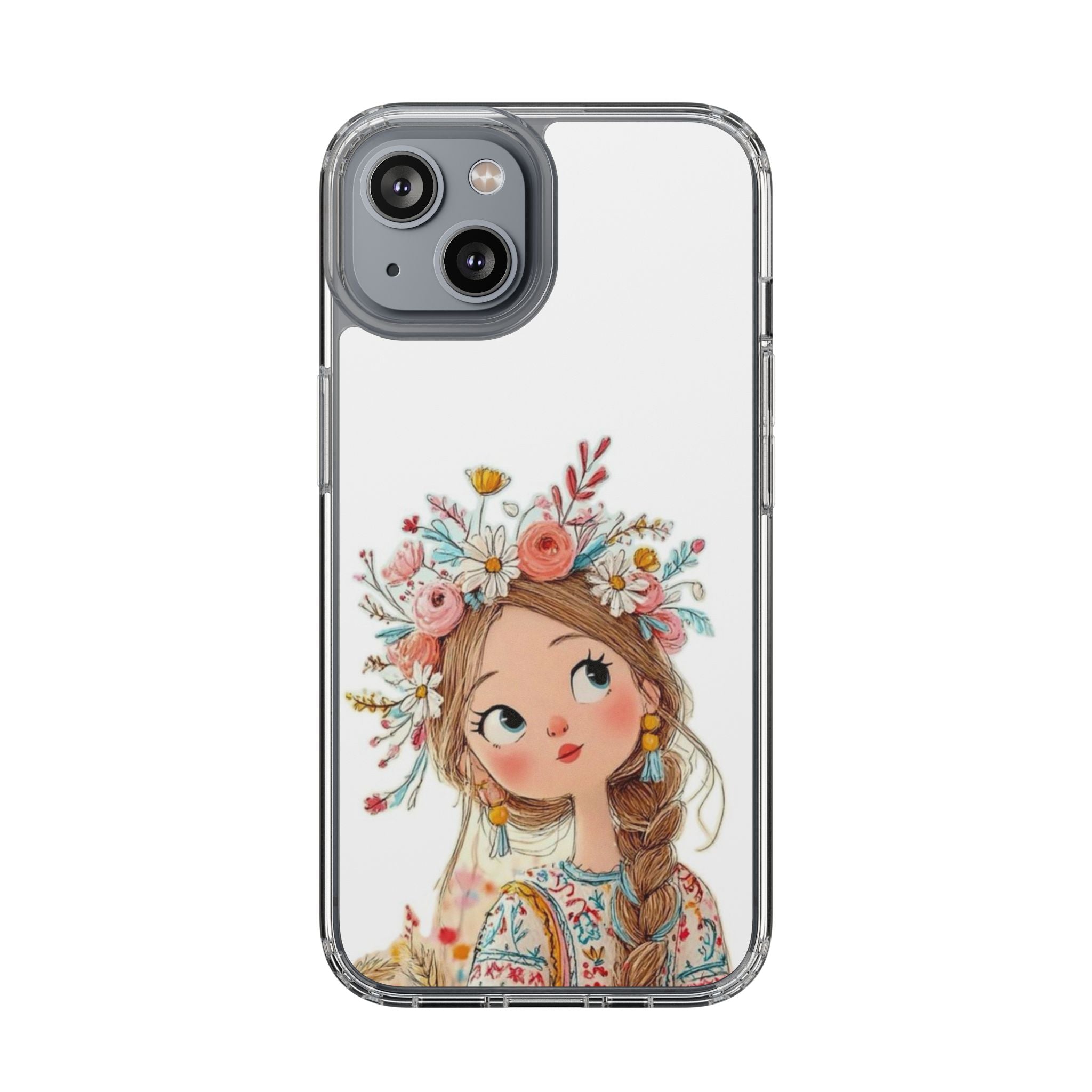 Floral Crown Girl Clear Phone Case