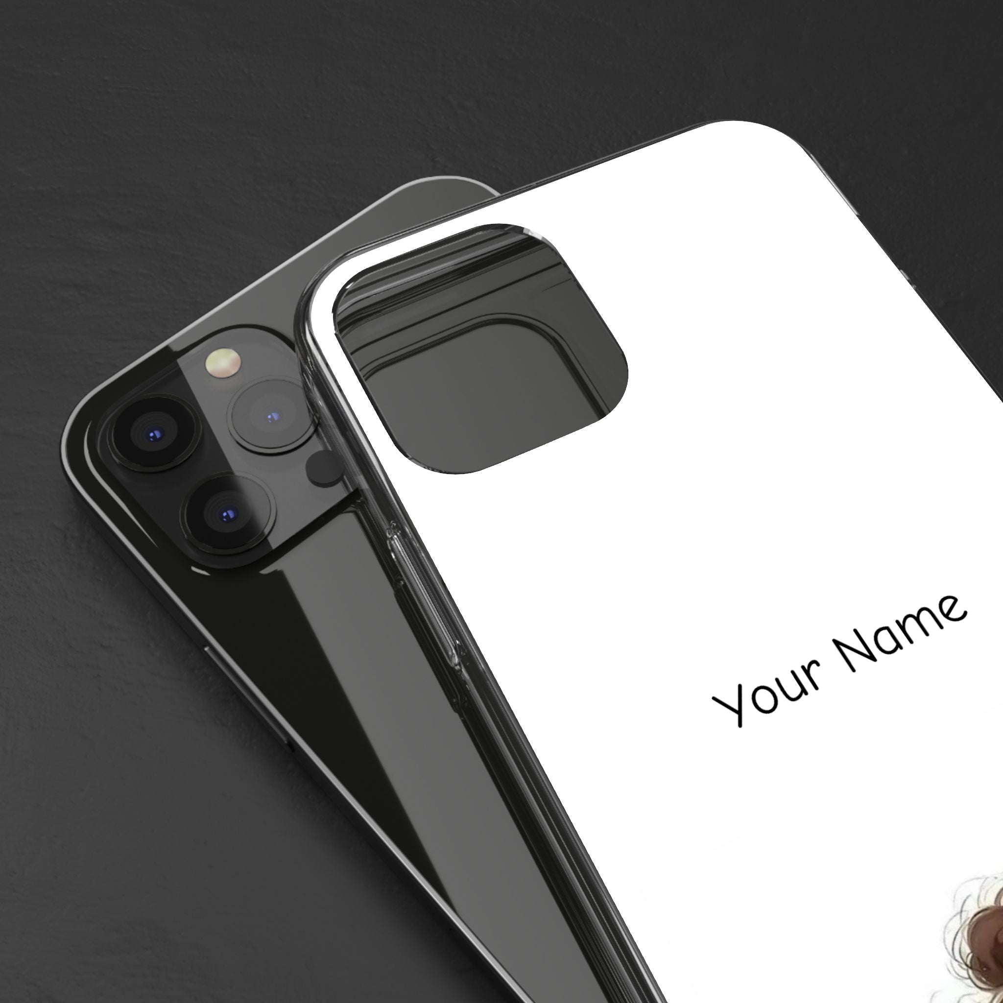 Personalized Clear Phone Case — Cute Girl Illustration with Custom Name
