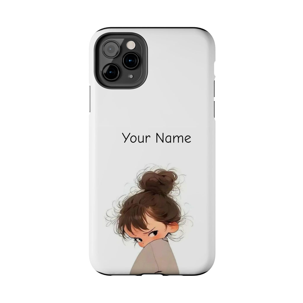 Personalized Cute Girl Tough Phone Case — Custom Name Protective iPhone Case
