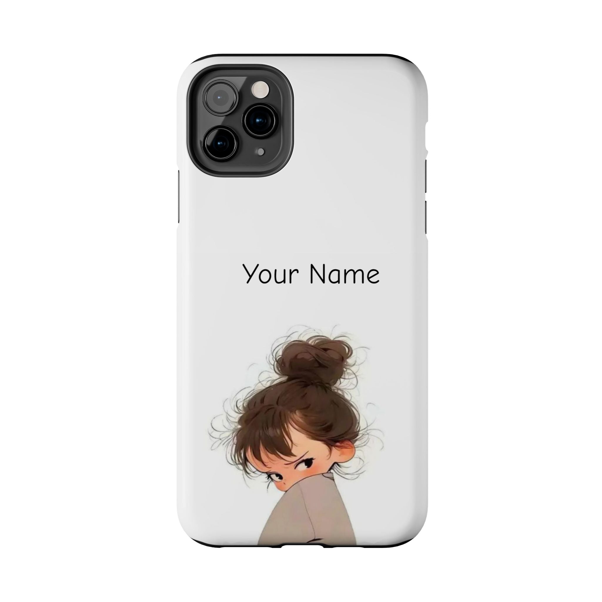 Personalized Cute Girl Tough Phone Case — Custom Name Protective iPhone Case
