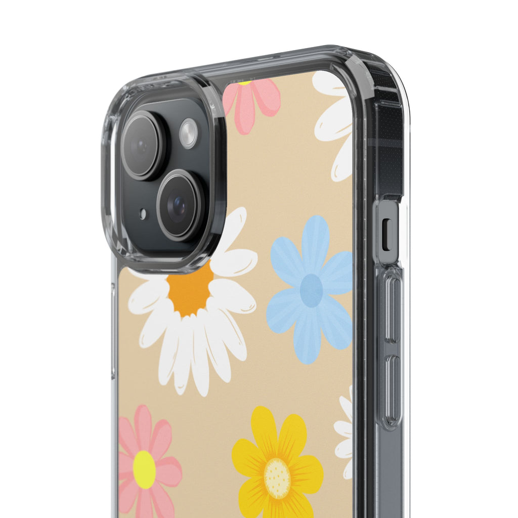 Daisy Floral Clear Phone Case — Pastel Flowers Protective iPhone Cover