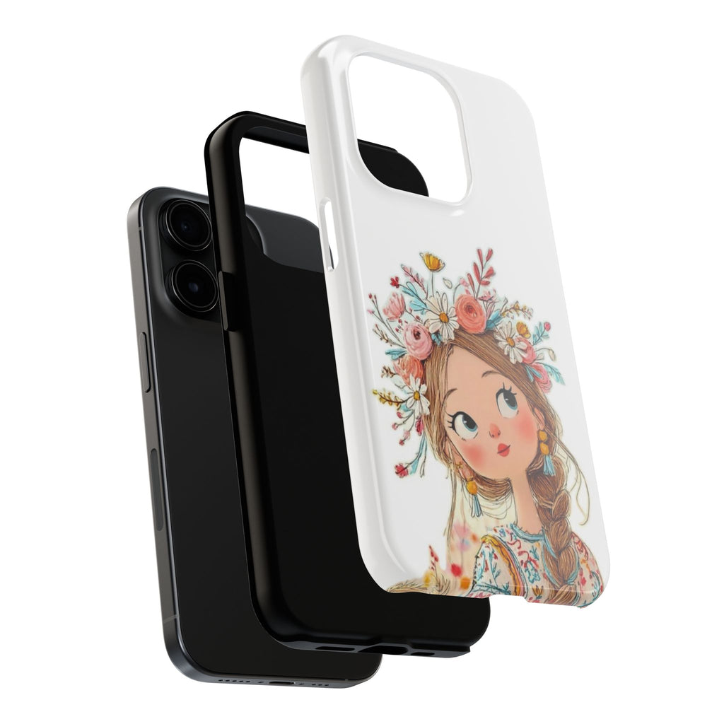 Floral Boho Girl Tough Phone Case — Cute Flower Crown Protection